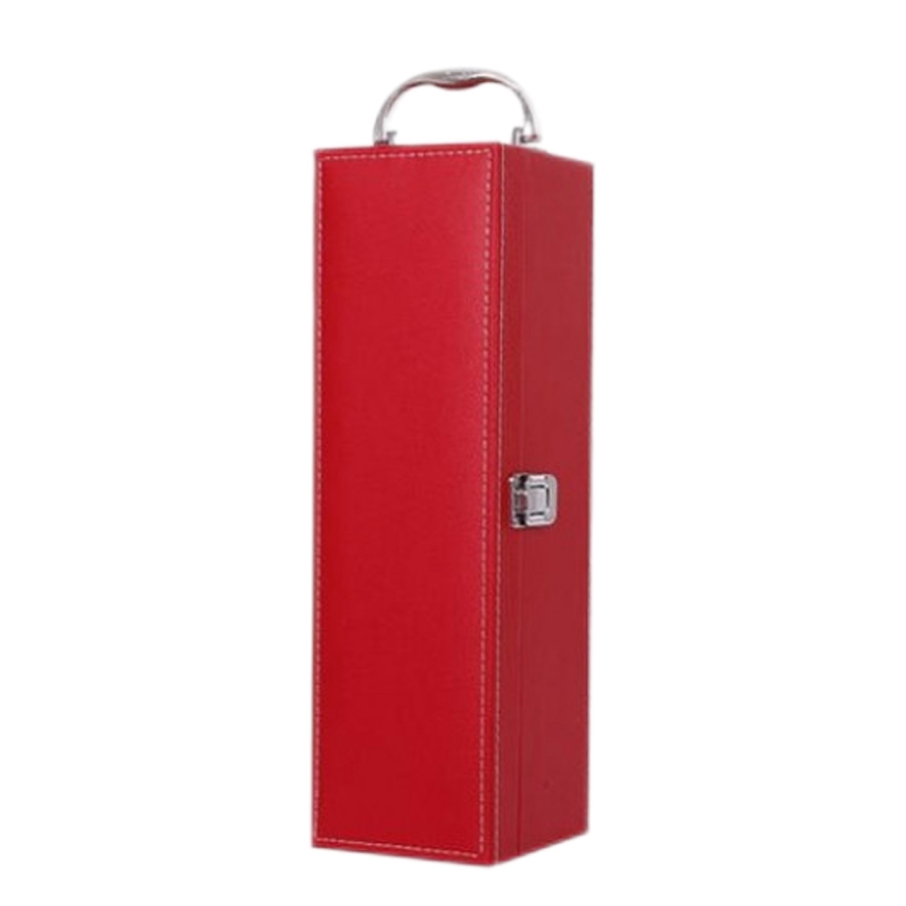 Single Wine Leather Box W/ Handle 4