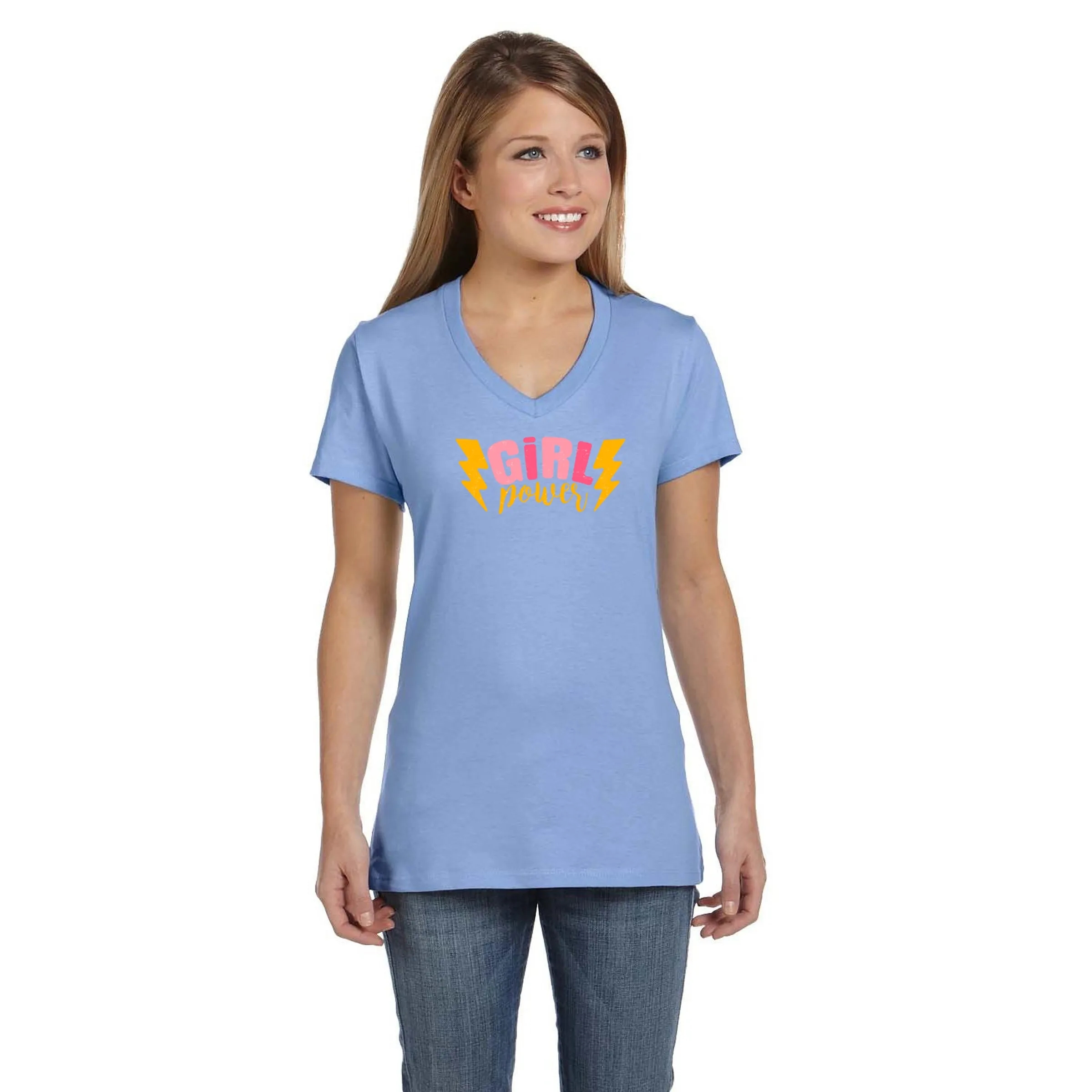 Hanes Ladies 4.5 oz.. 100% Ringspun Cotton V-Neck T-Shirt 16