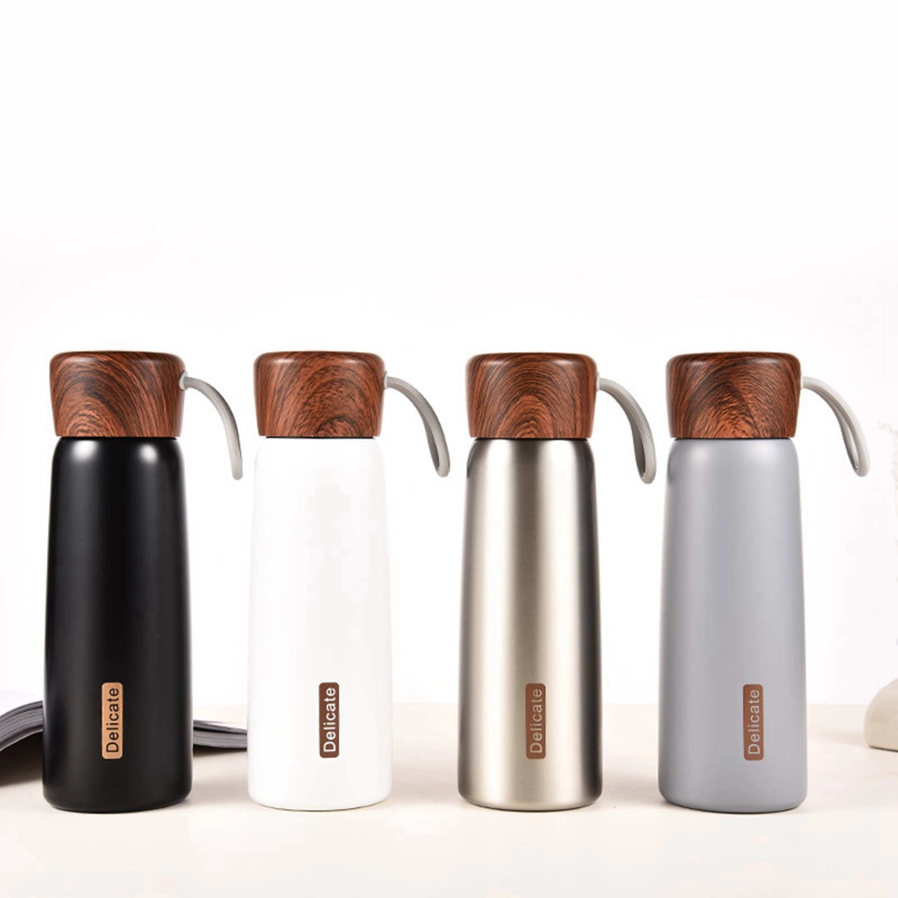 14 OZ. Stainless Steel Vacuum Cup with Wood Grain Lid 3