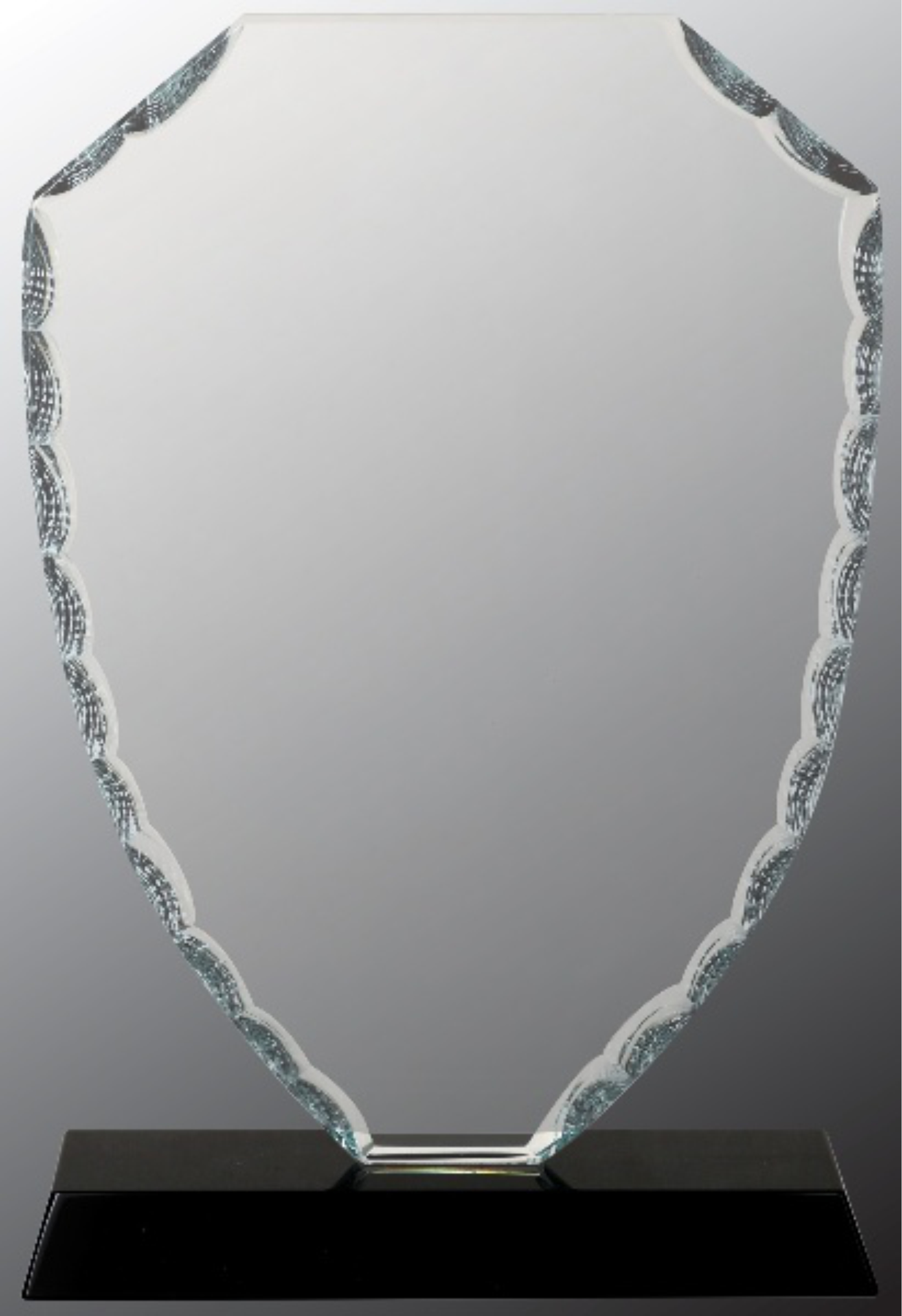 8 1/4" Shield Facet Glass Award on Black Base 3