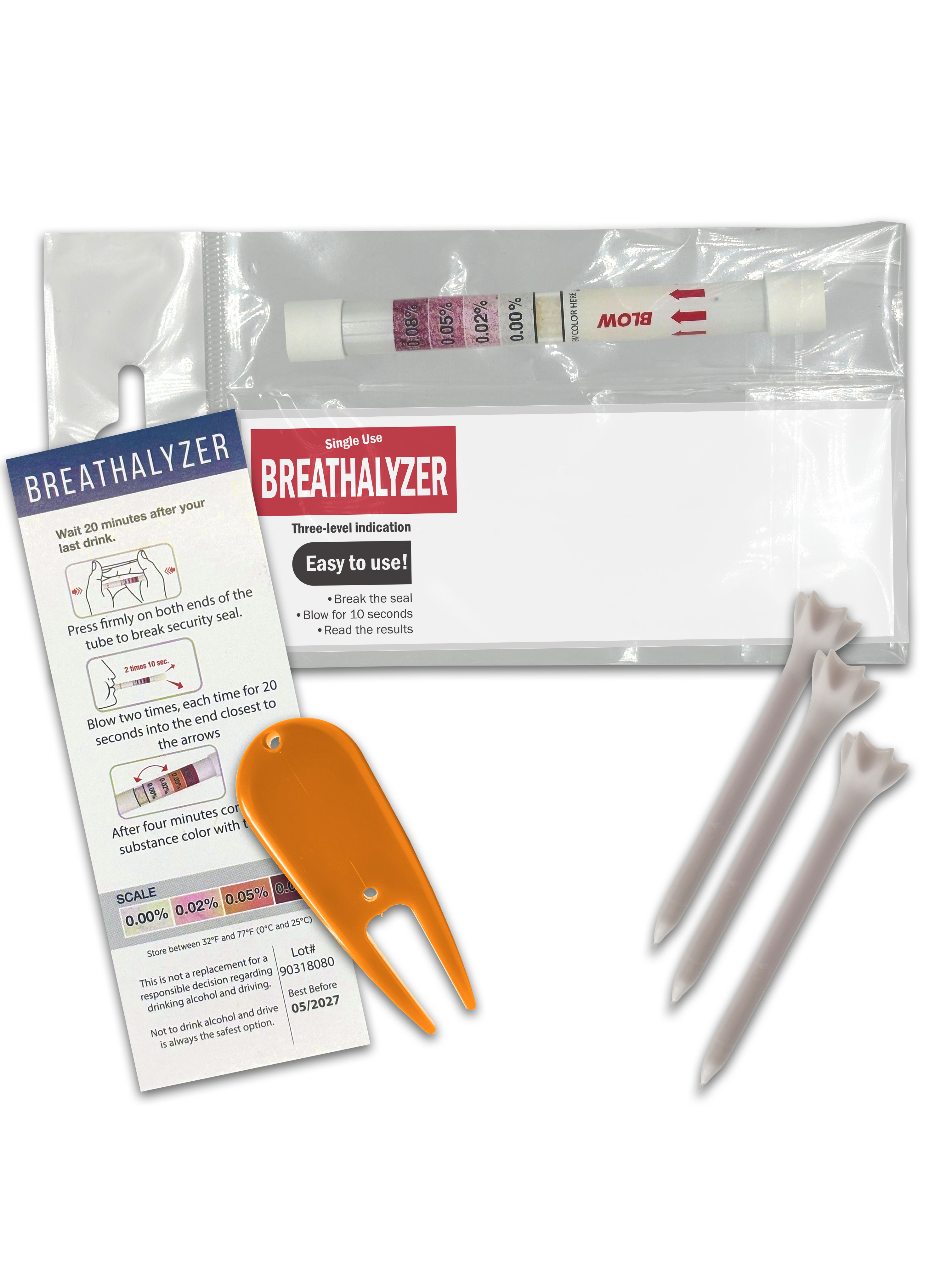 Golfers Single-Use Breathalyzer with Custom Printed Insert 3