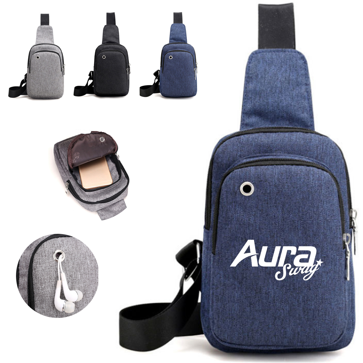 Compact USB Charging Sling Shoulder Bag 9