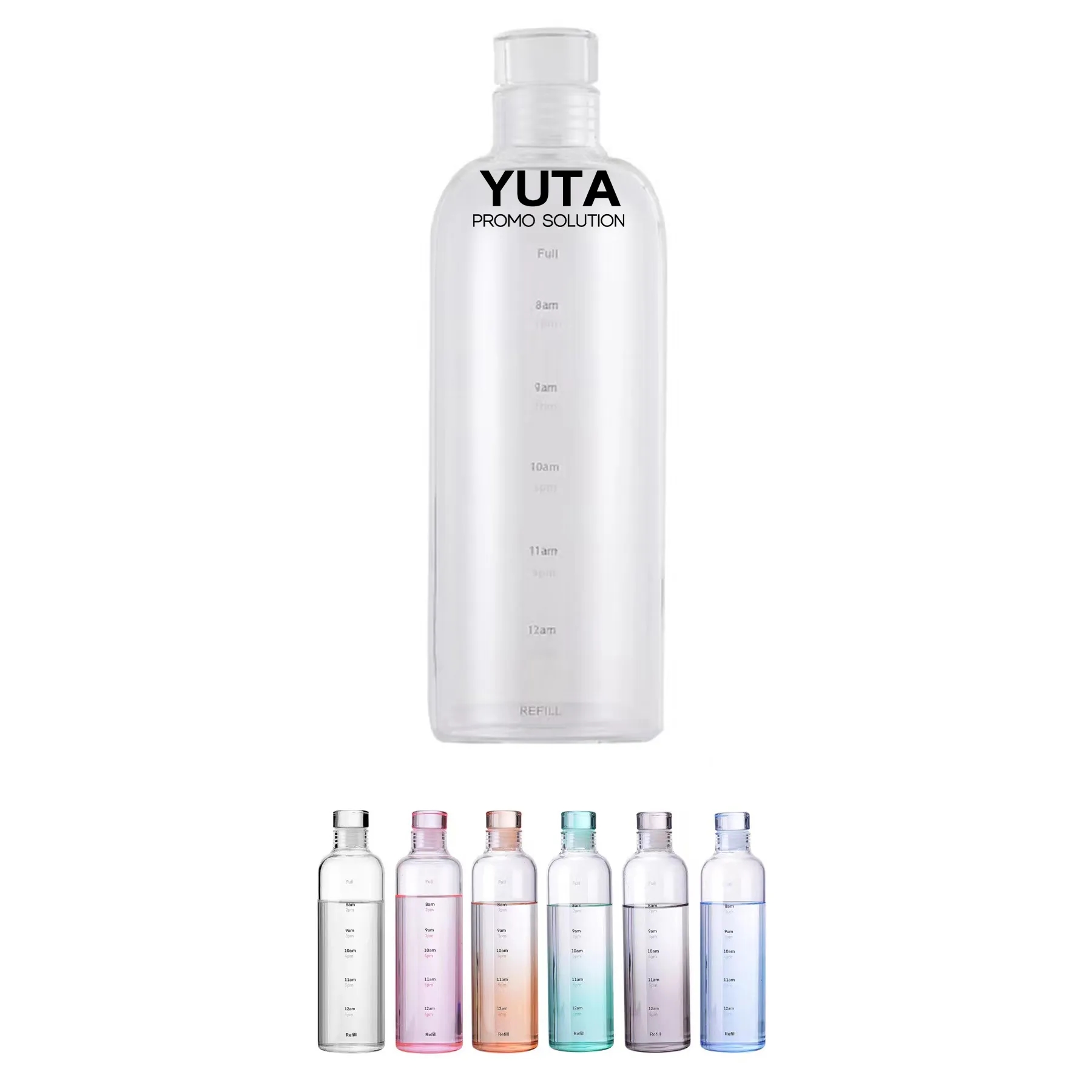 18Oz Glass Water Bottle With Time Marker Reminder Quotes 2