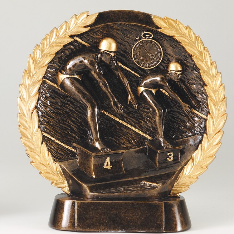 Swimming Male High Relief Circular Plate Award 2