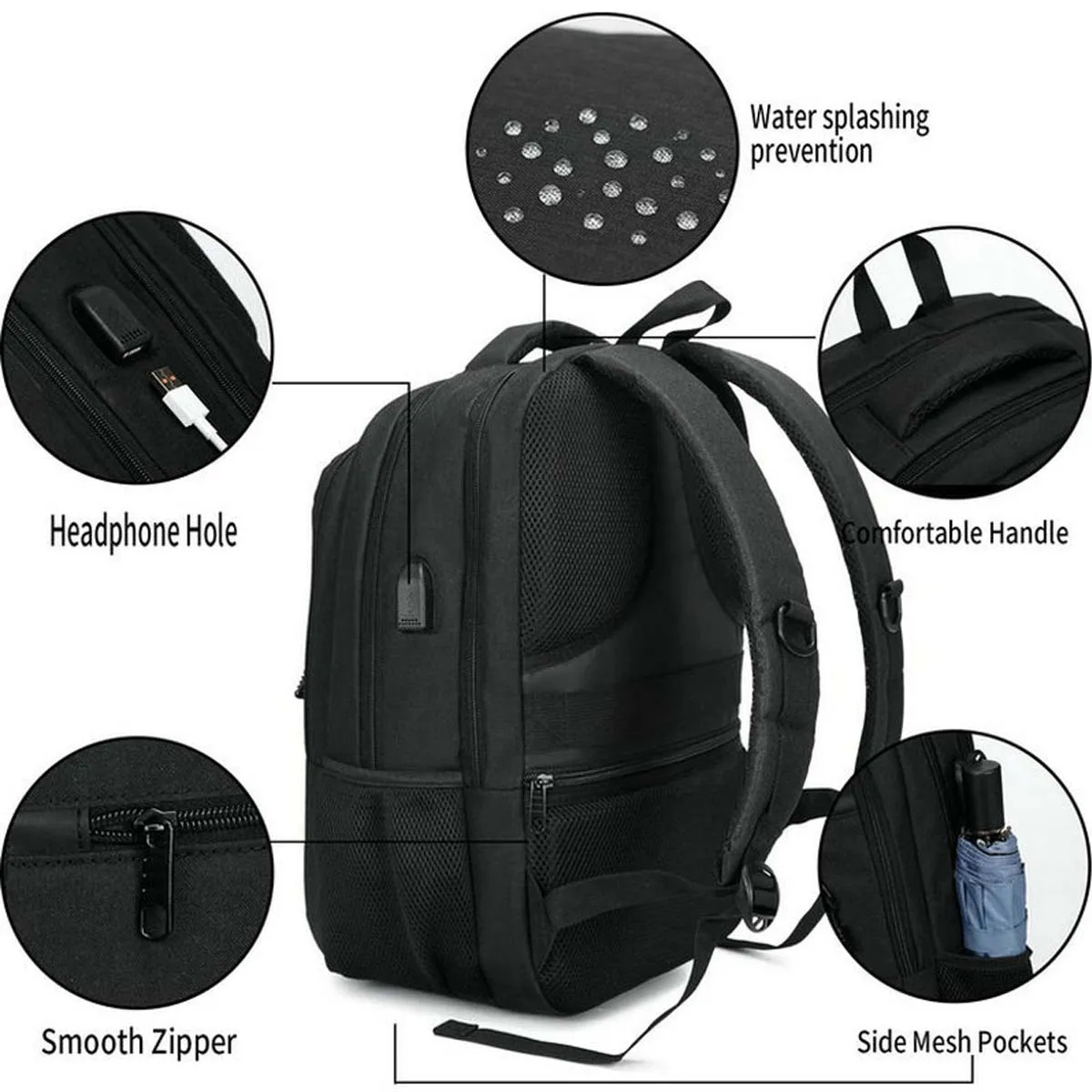15.6 Inch Anti Theft Laptop Backpacks with USB Charging Port 10