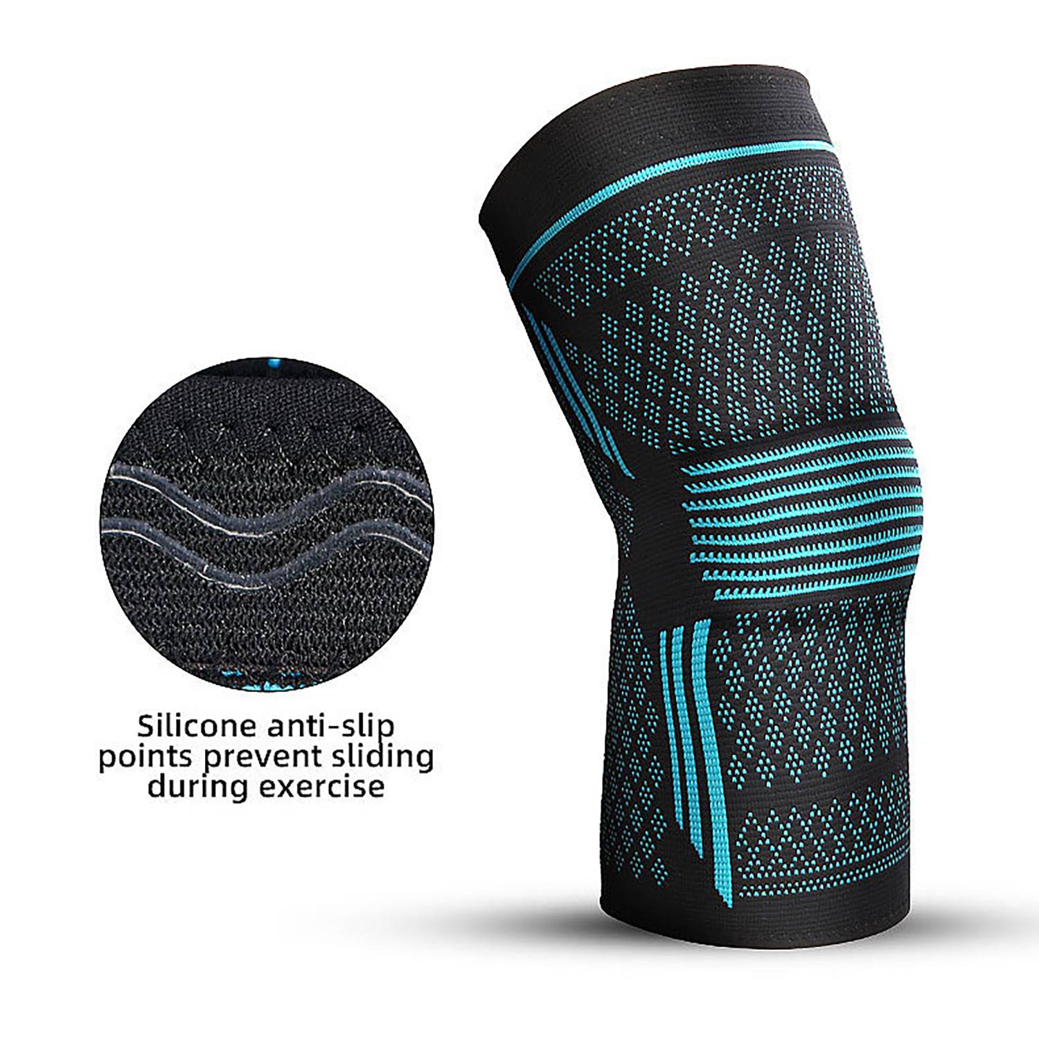 Silicone Anti Slip Nylon Knitted Breathable Sports Knee Pads 7