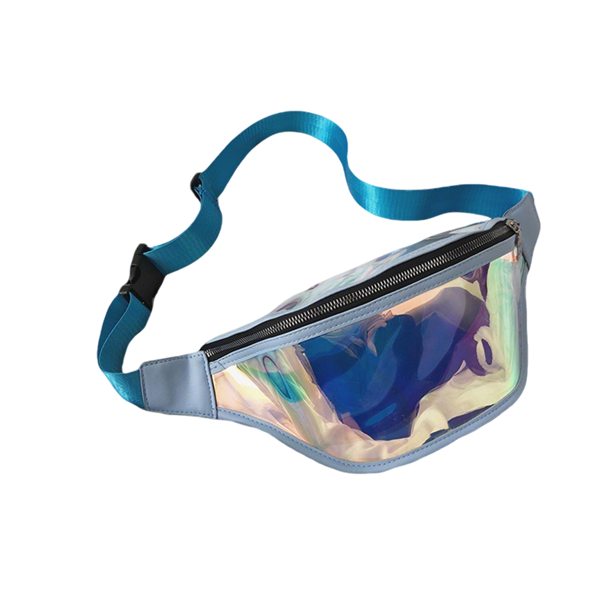 PVC Holographic Fanny Pack Crossbody 12.8" x 3" x 5.5" 3