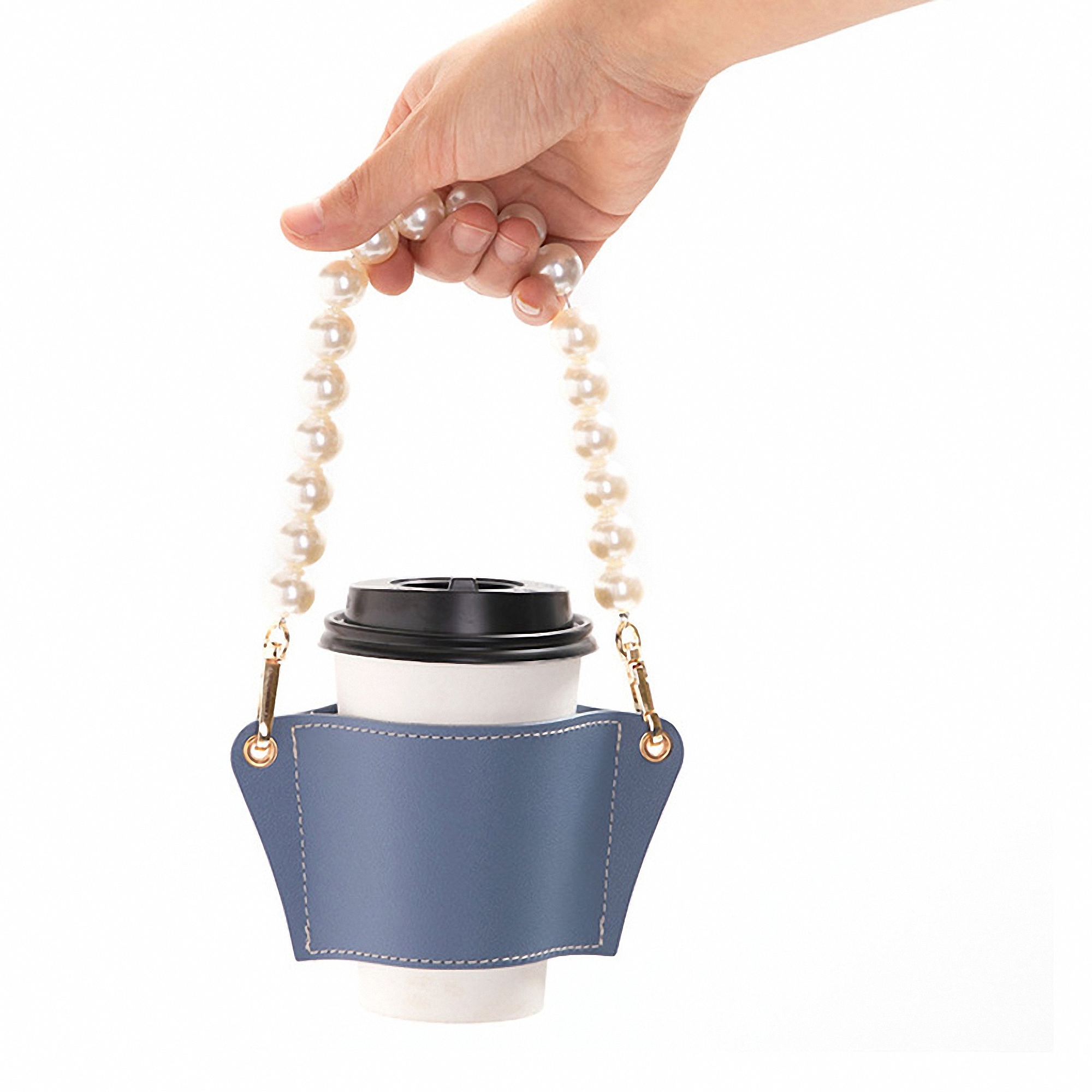 Faux Leather Cup Holder with Chain 5
