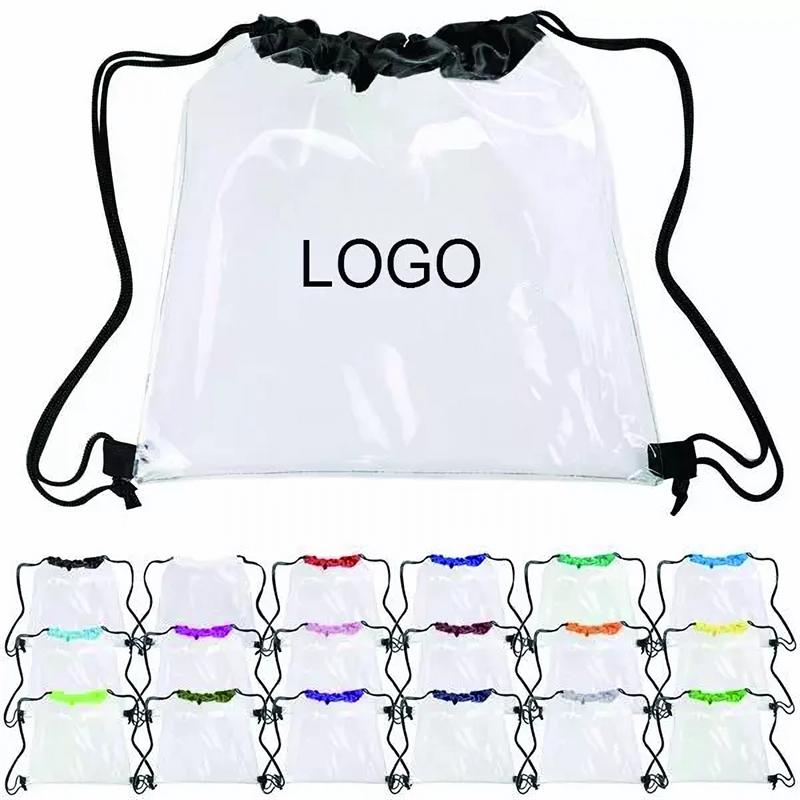 Clear PVC Drawstring Backpack (12" W x 12" H) 2