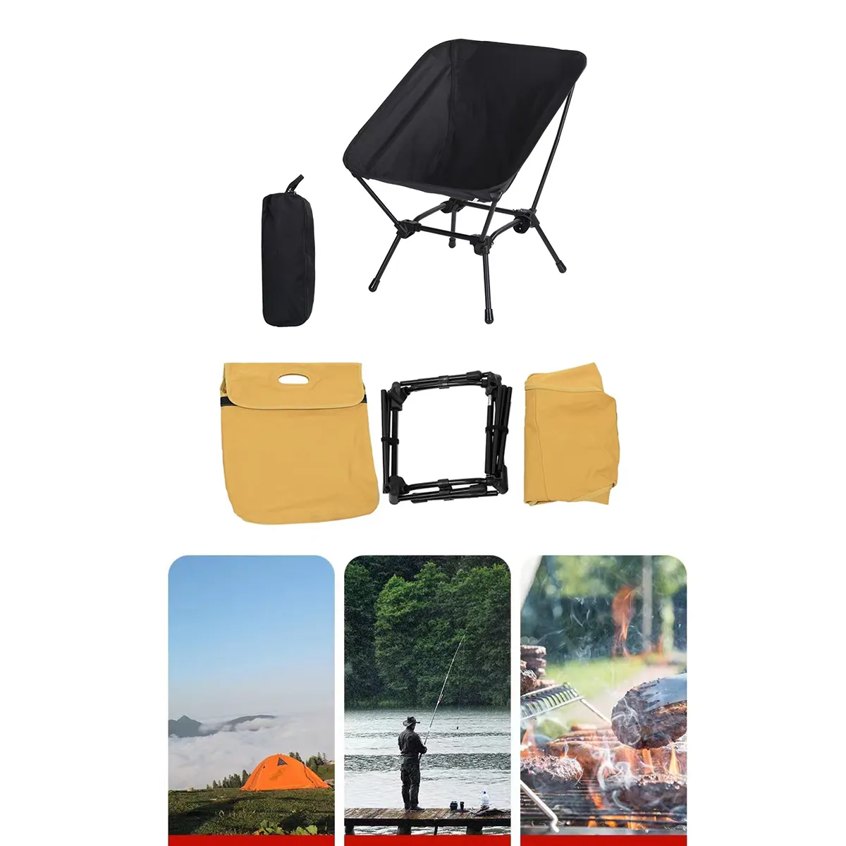 Portable Comfortable Adjustable Height Folding Camping Chair 2