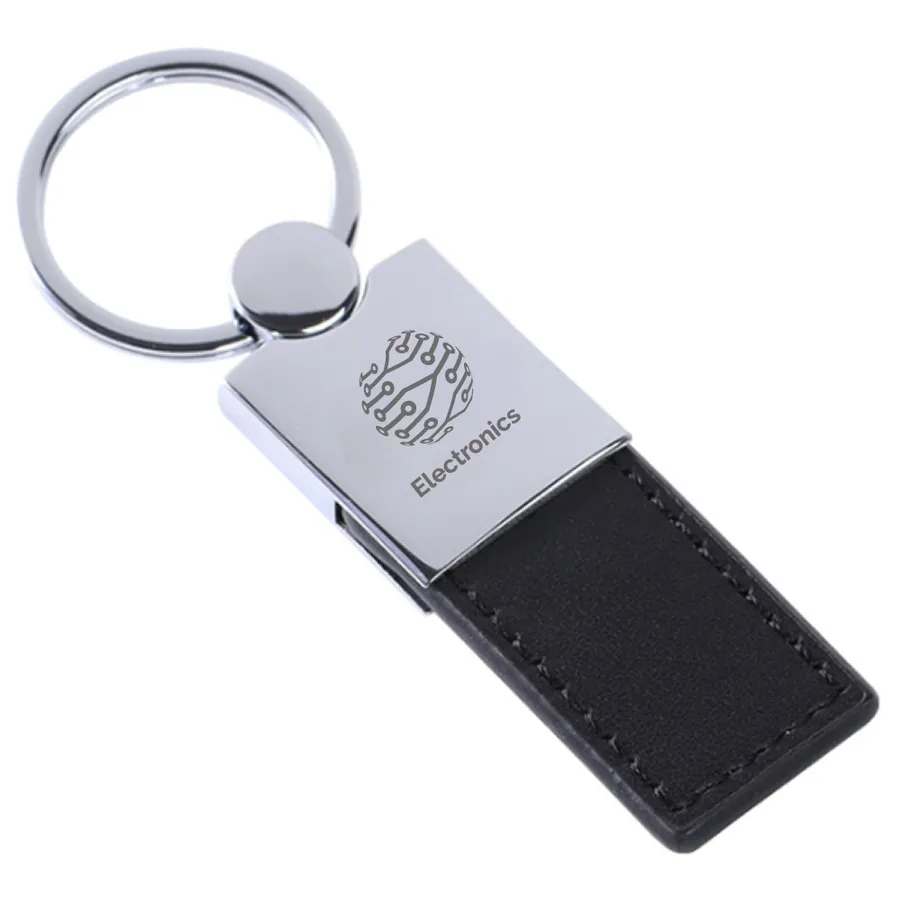 Polished Metal & Leather Keychain 5