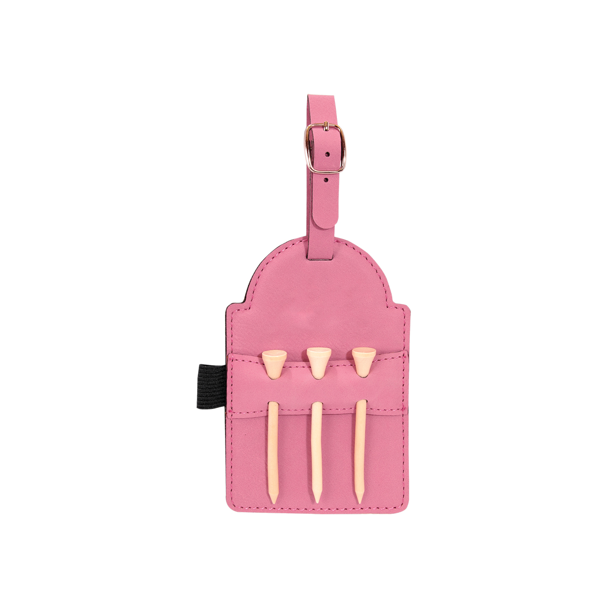 3" x 5" Pink Leatherette Golf Bag Tag w/ 3 Wooden Tees 2