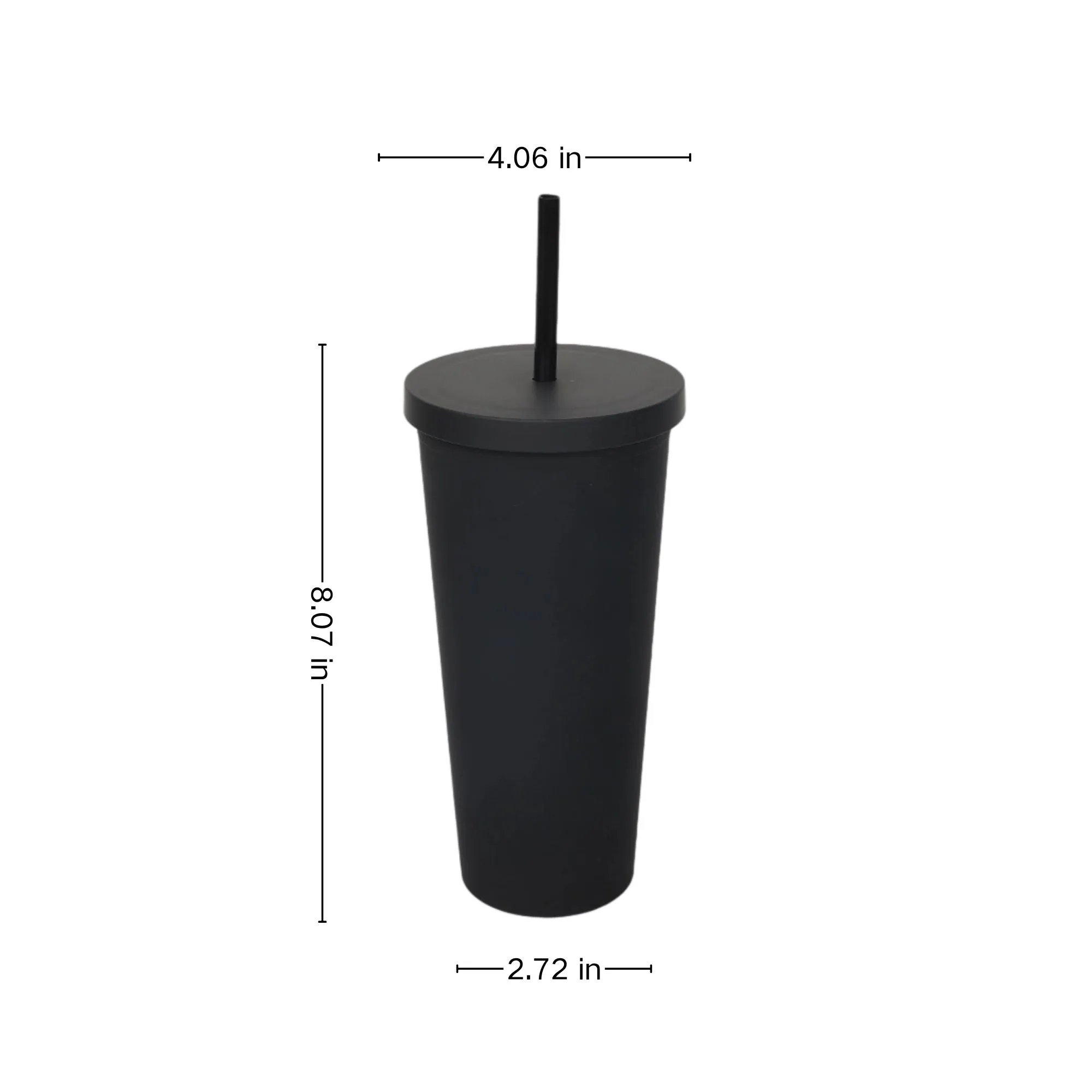 Frosted Double Walled Plastic Straw Cup 4