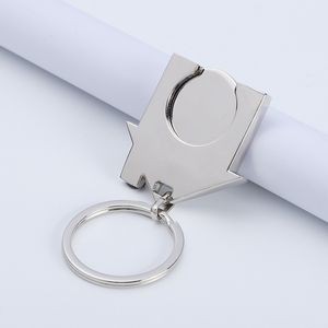 Alloy Shopping Trolley Locker Coin Keychain 6