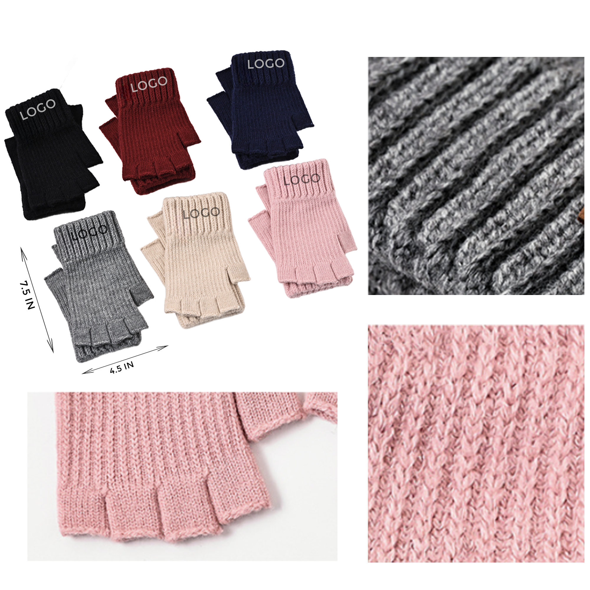 MOQ 10 PCS Durable Knitted Fingerless Gloves 1