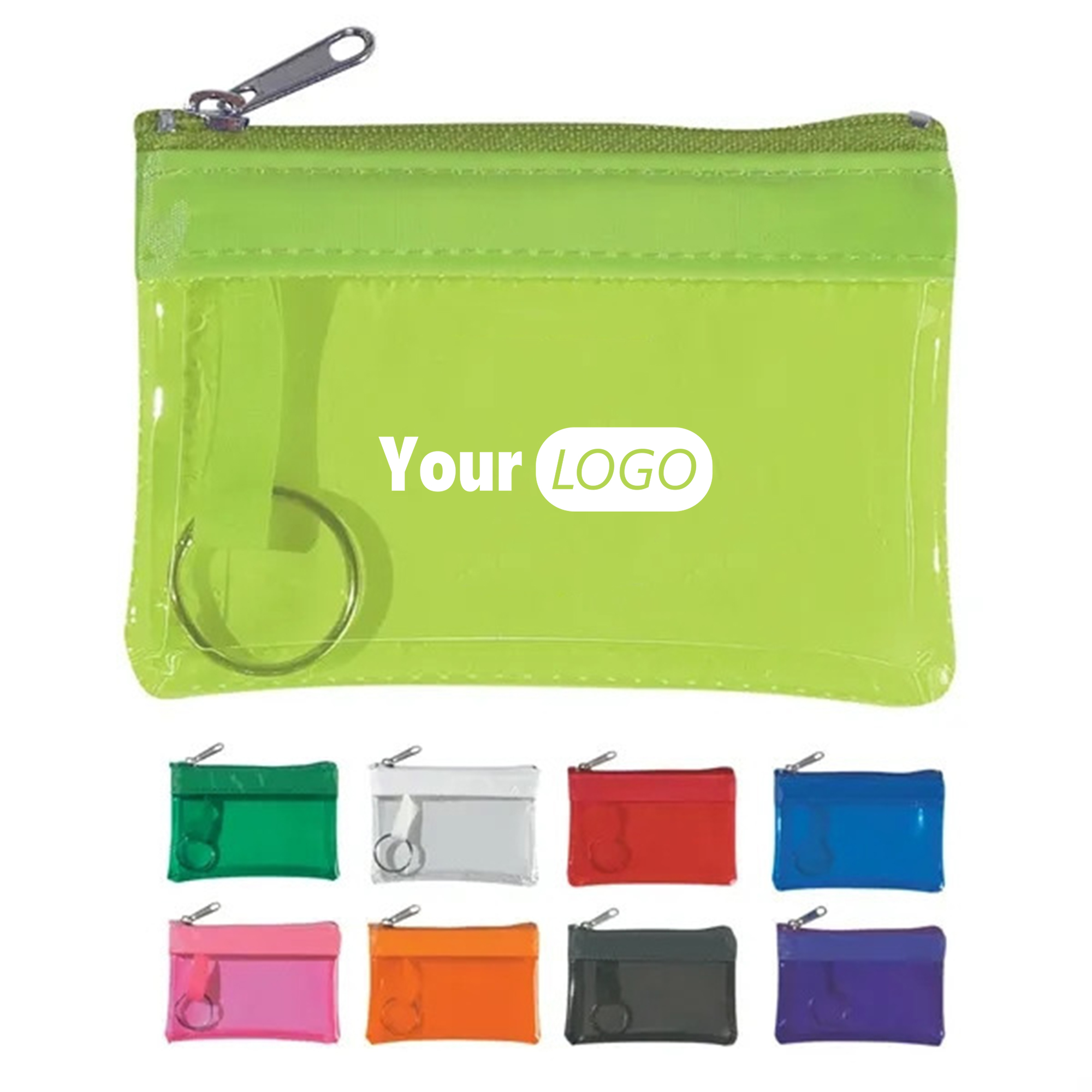PVC Zippered Coin Pouch With Key Ring 3