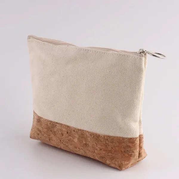 Canvas Cork Cosmetic Makeup Bag With Zipper 5