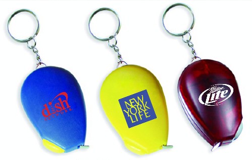 Computer mouse shape tape measure with key chain.