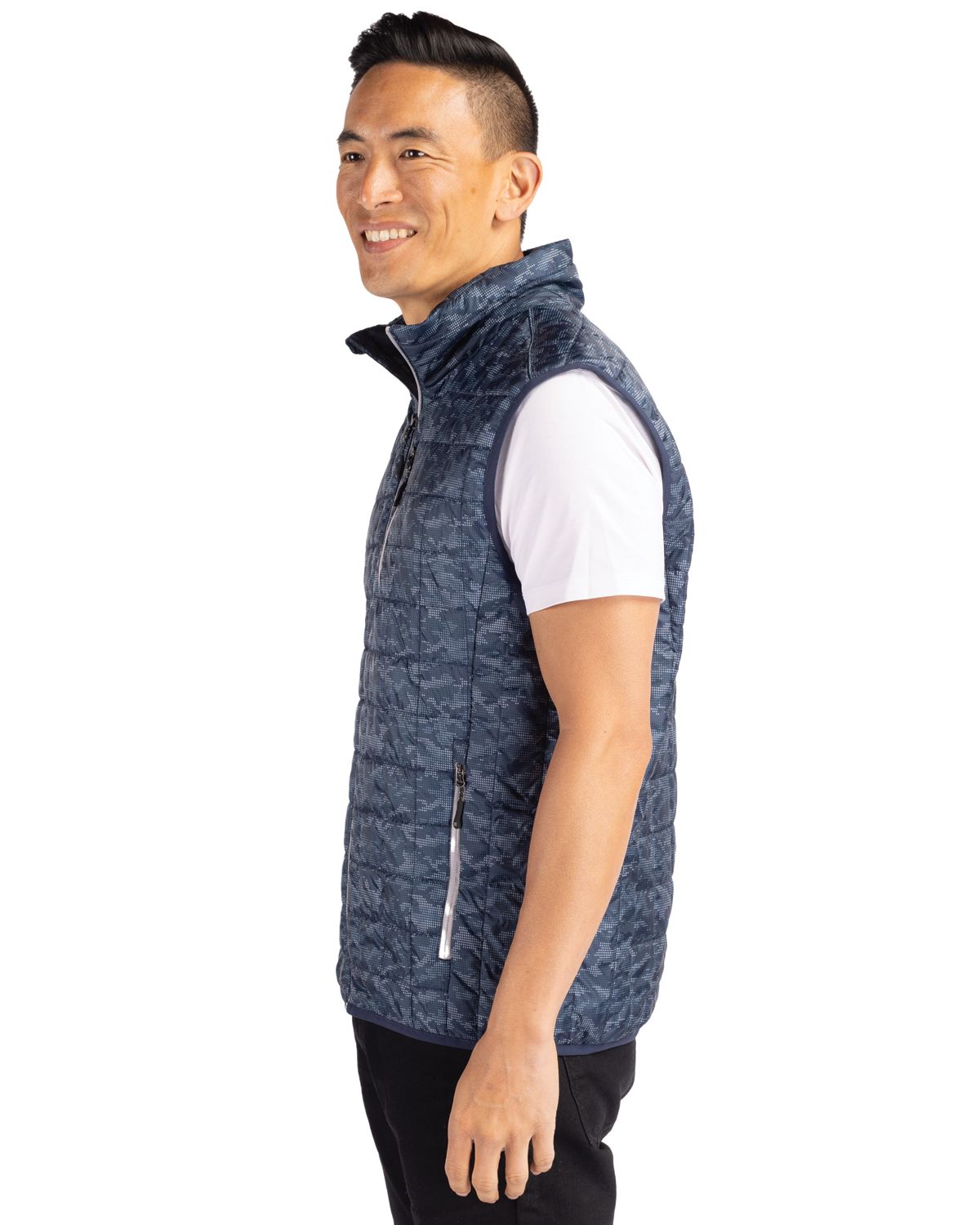 Cutter & Buck Rainier Recycled Insulated Printed Puffer Mens Full Zip Vest 16