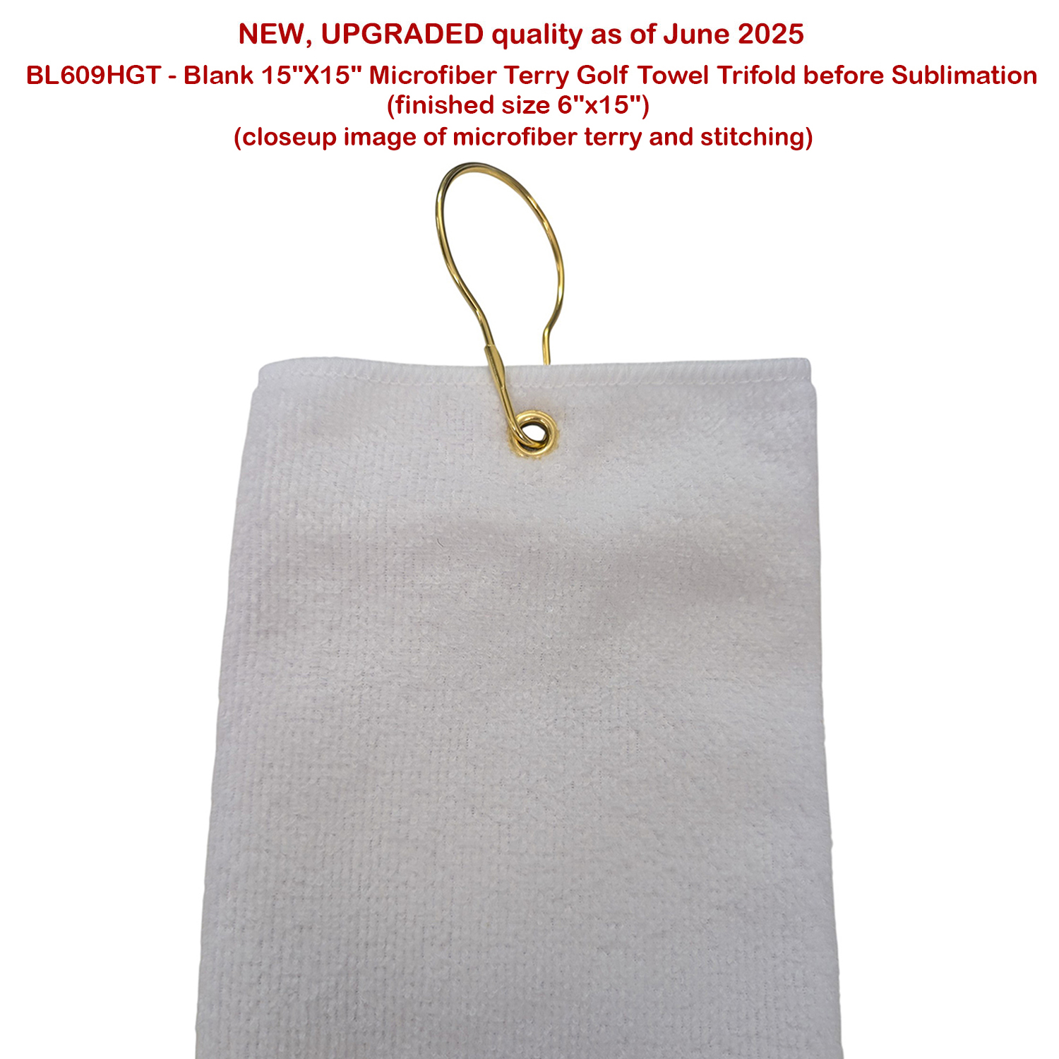 72 Hr Fast Ship - Colored Microfiber Dri-Lite Terry Golf Towel, Finished size 6x15, Trifold 10