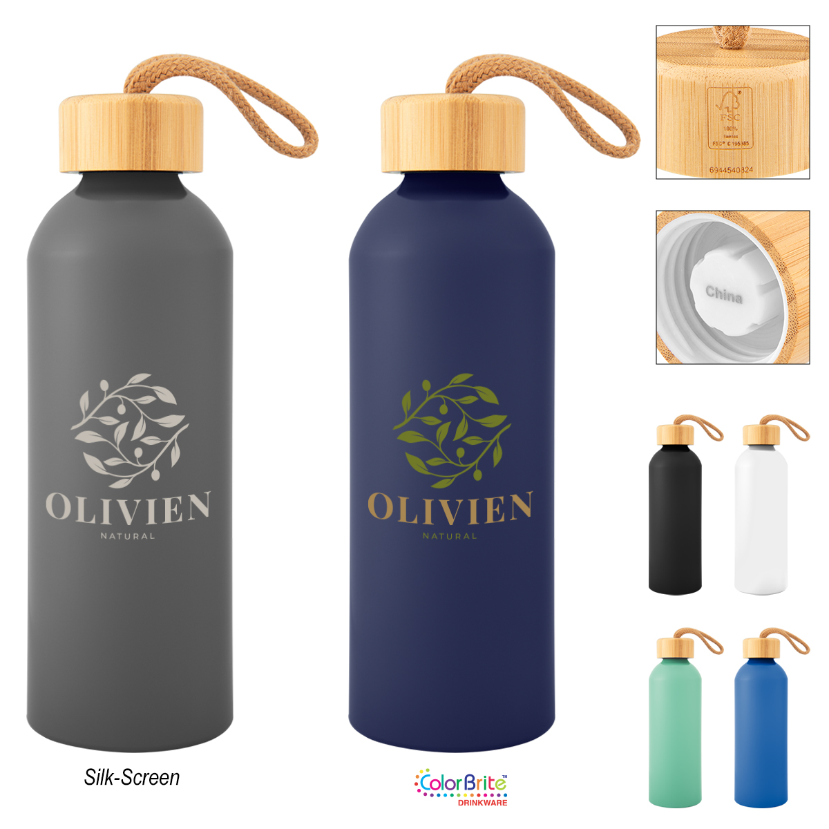 25 Oz. Blaire Recycled Aluminum Bottle With Bamboo Lid, custom water bottle with logo imprint 10