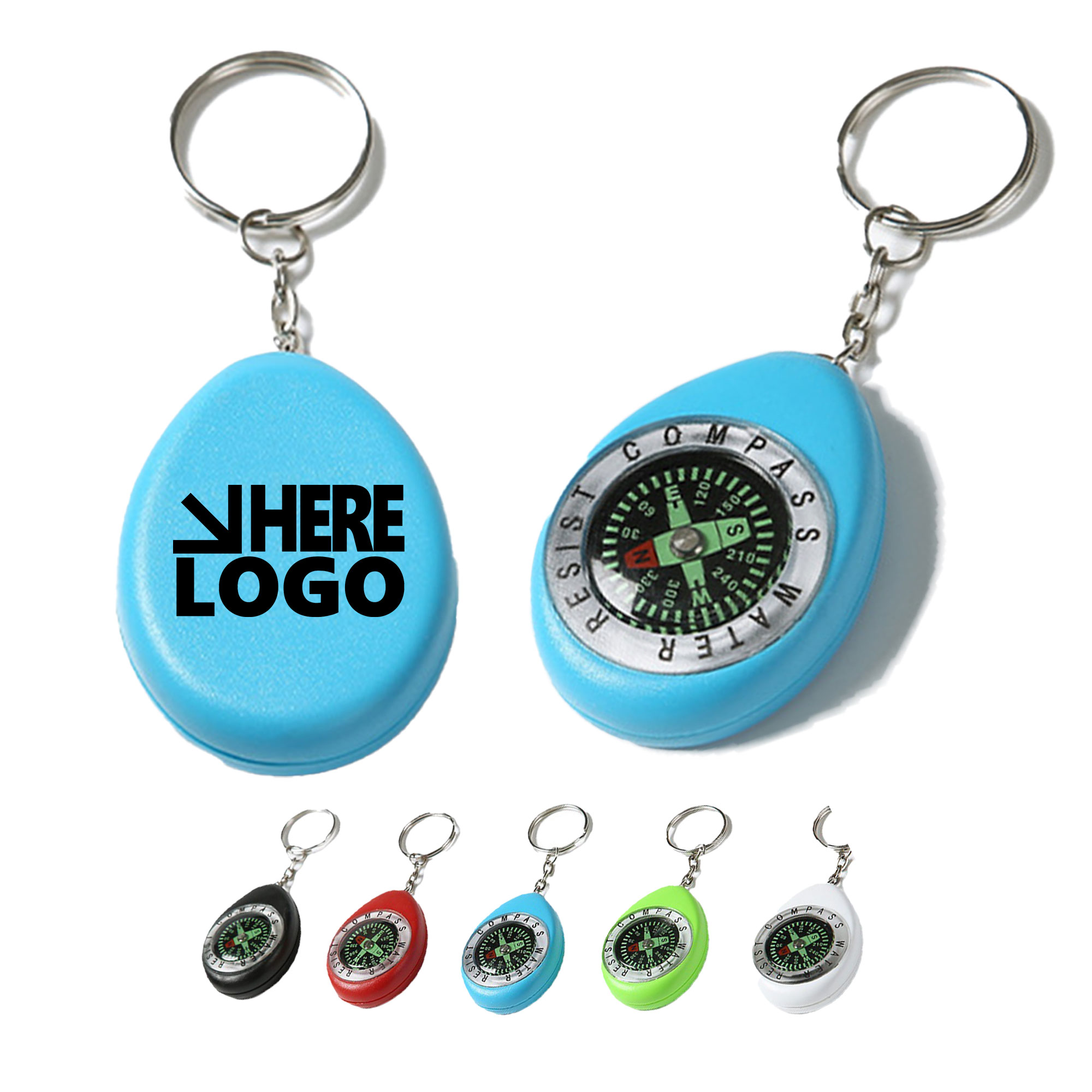 MOQ 100 Portable Luminous Compass Keychain 1