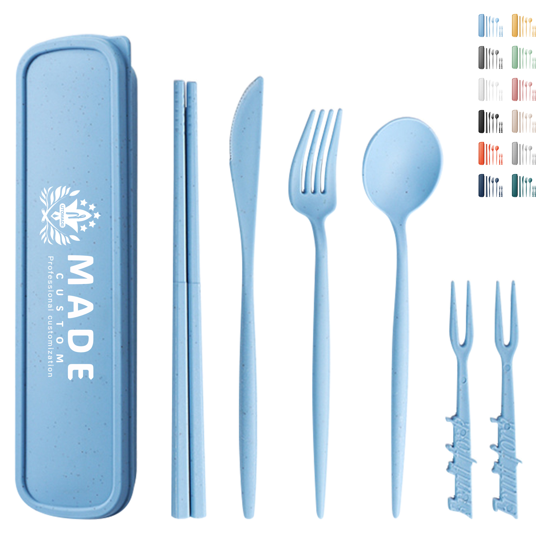 Portable Wheat Straw Cutlery Set 7