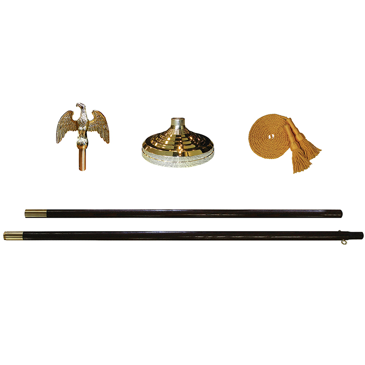 8' x 1-1/4" Flagpole Mounting Set w/Gold Eagle Top Ornament 3