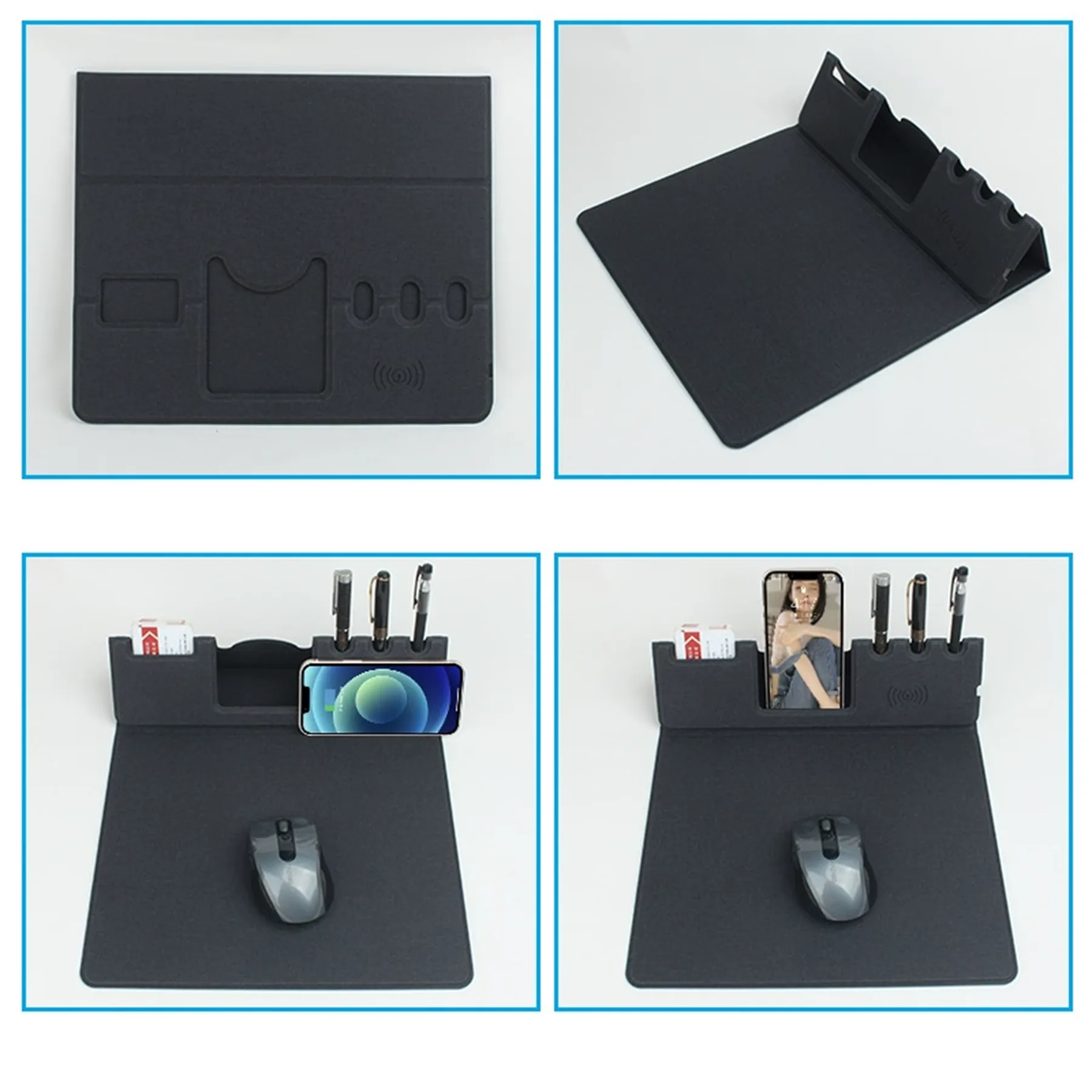 Folding Phone Holder Wireless Charger Mouse Pad 2