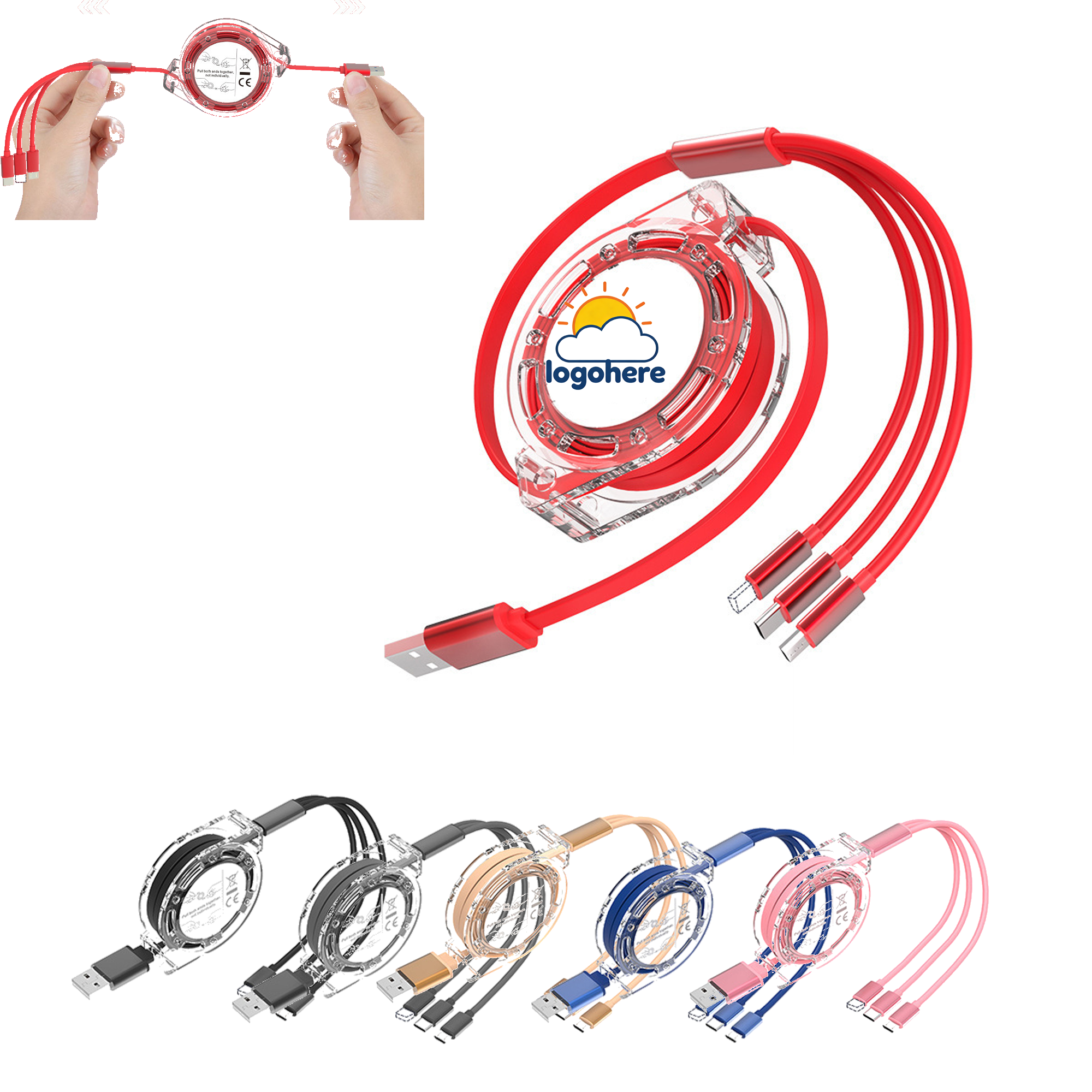 MOQ 50 Compact 3-in-1 Reel Cable 2