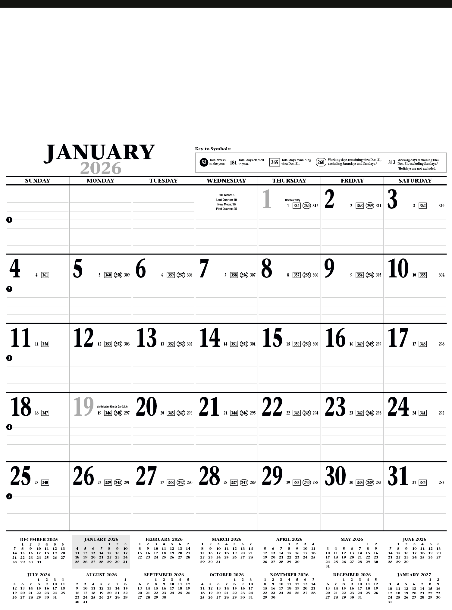 HotLine® Products Large Contractor Calendar 2