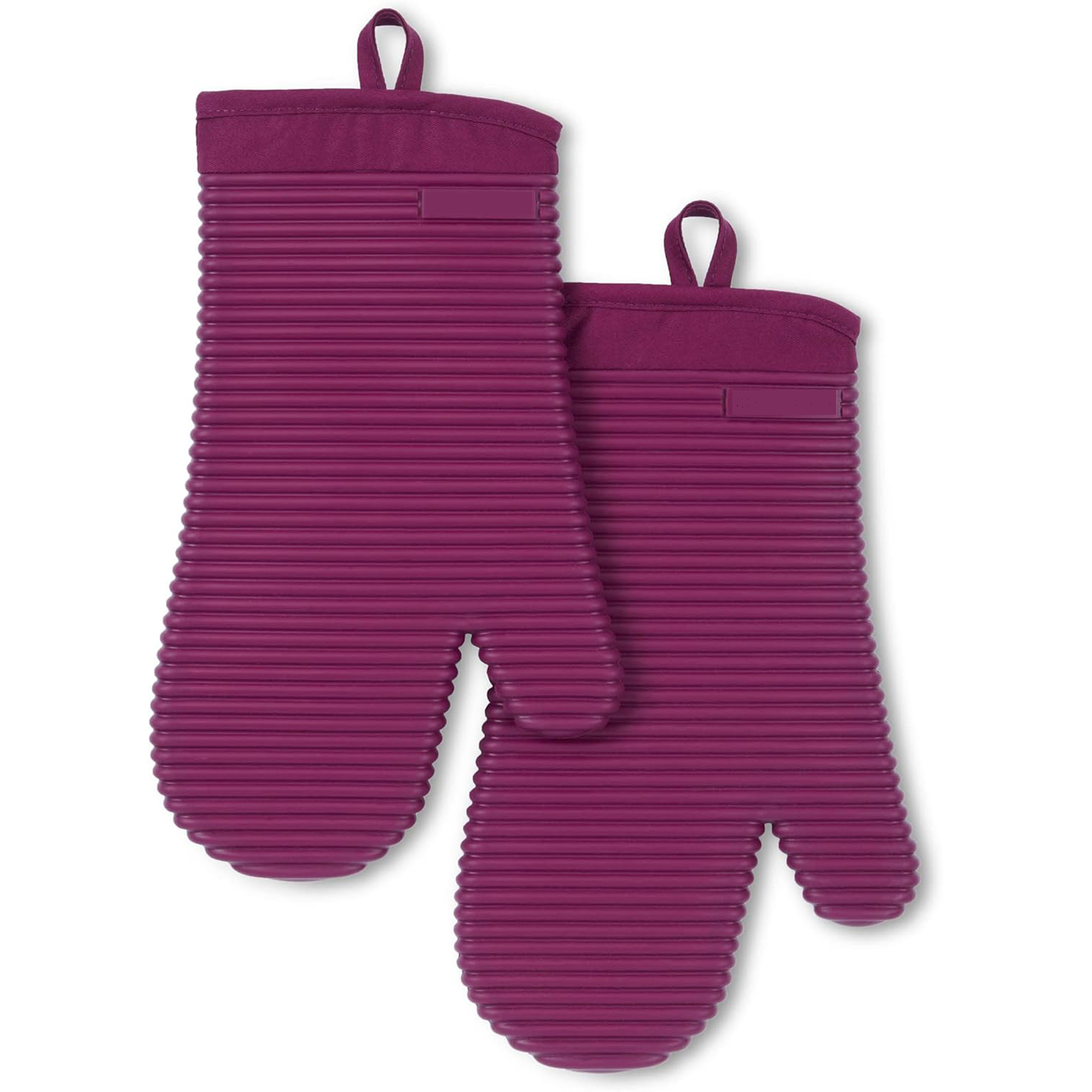 2 Pack Set Ribbed Soft Silicone Oven Mitts 8