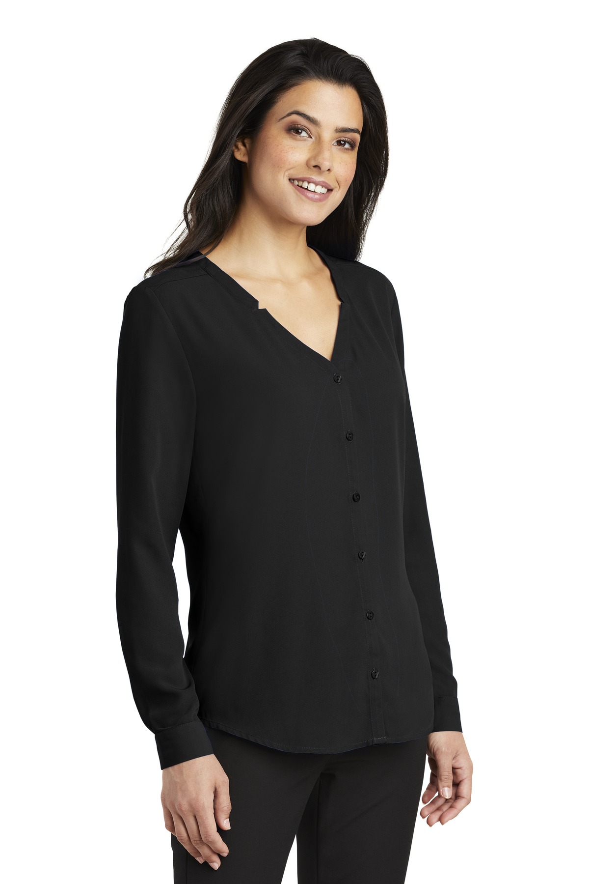 Women's Long Sleeve Button-Front Blouse