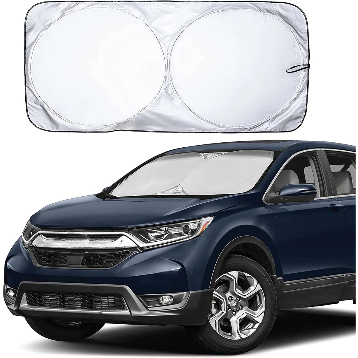 Car Windshield Sun Shade With Storage Pouch 3