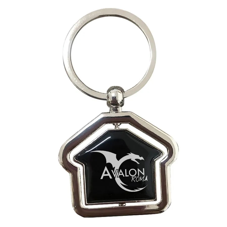 Spinning House Metal Keychain 2