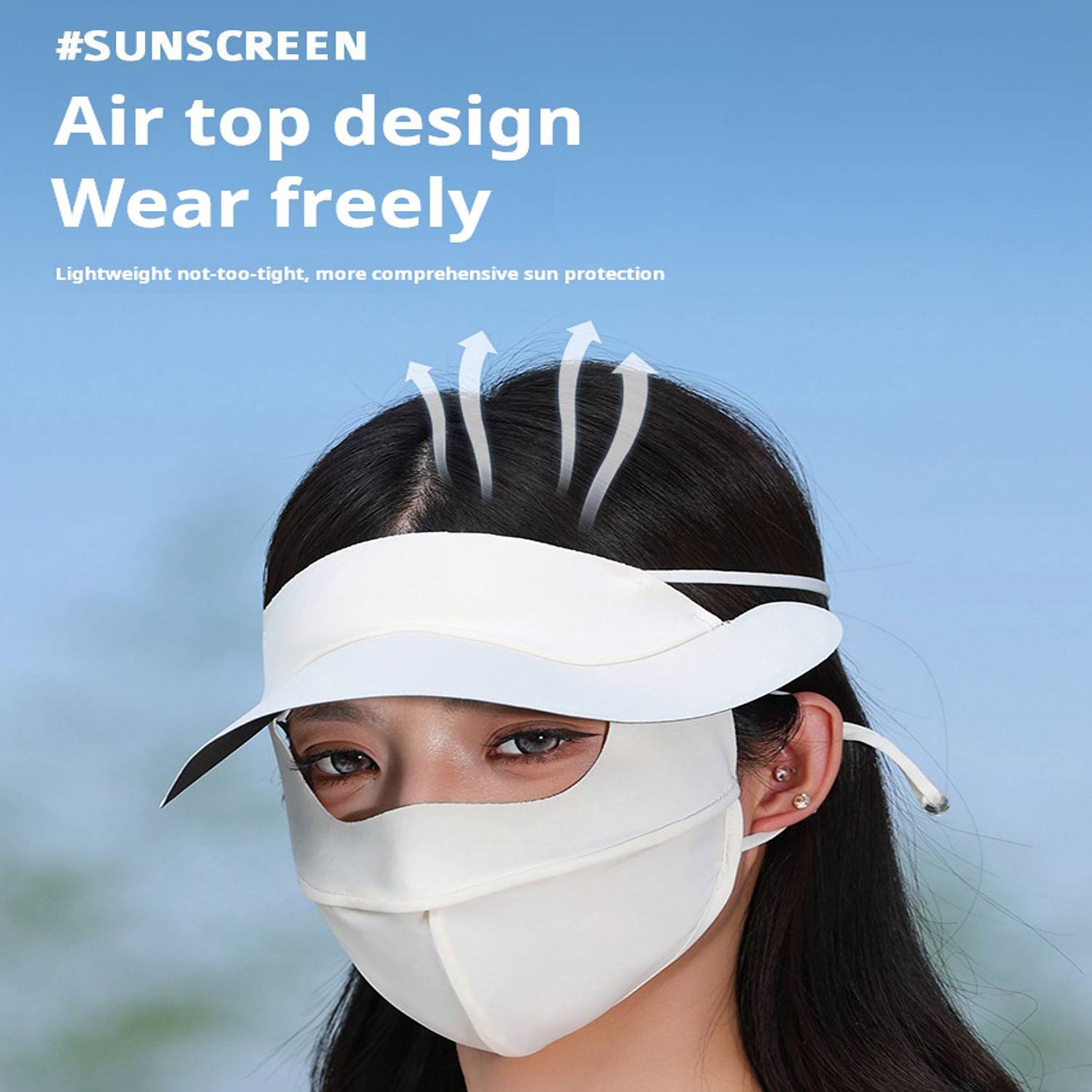 Summer Black Rubber Brim Sunscreen Mask Cap 7