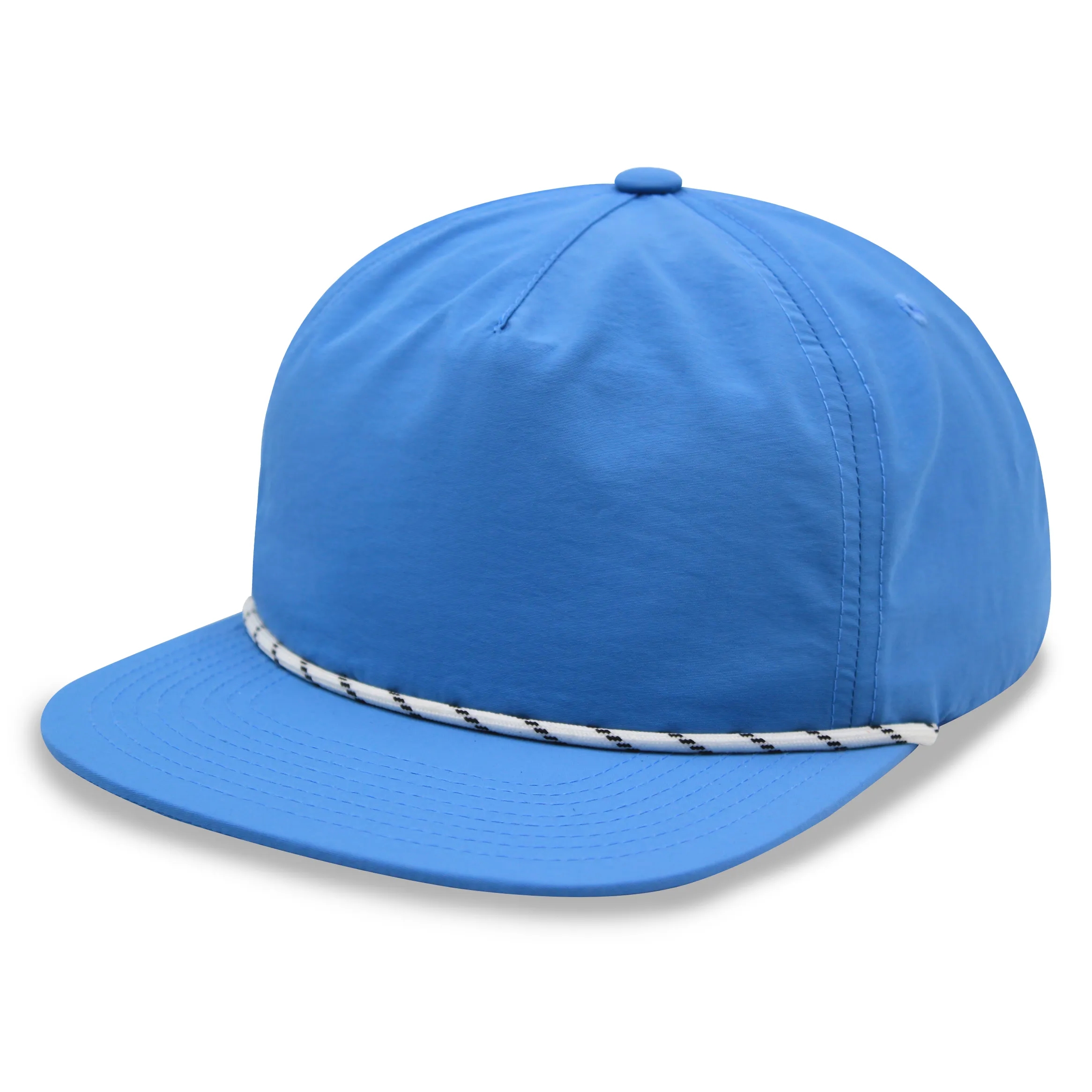 Waterproof nylon 5 panel unstructured snapback rope hat