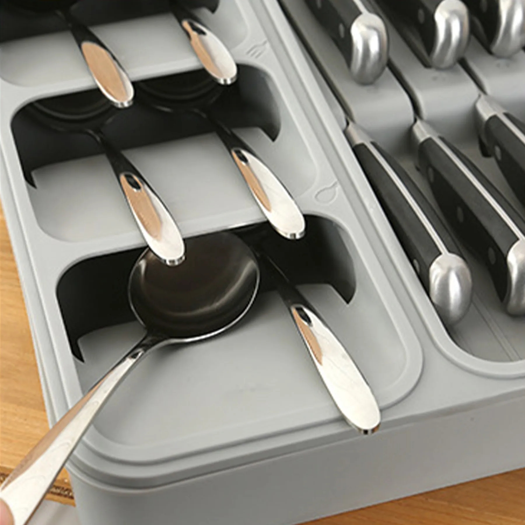 Polypropylene Double Cutlery Kitchen Drawer Storage Box 4