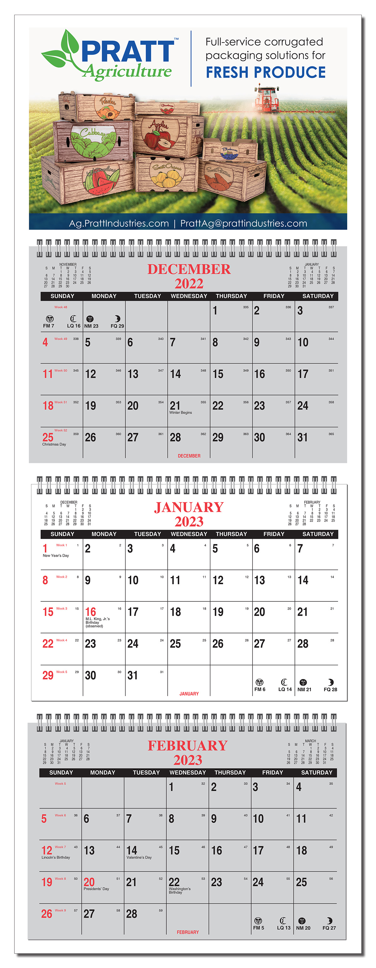 Three Month in View Four Panel Wall Calendar - Full color 5