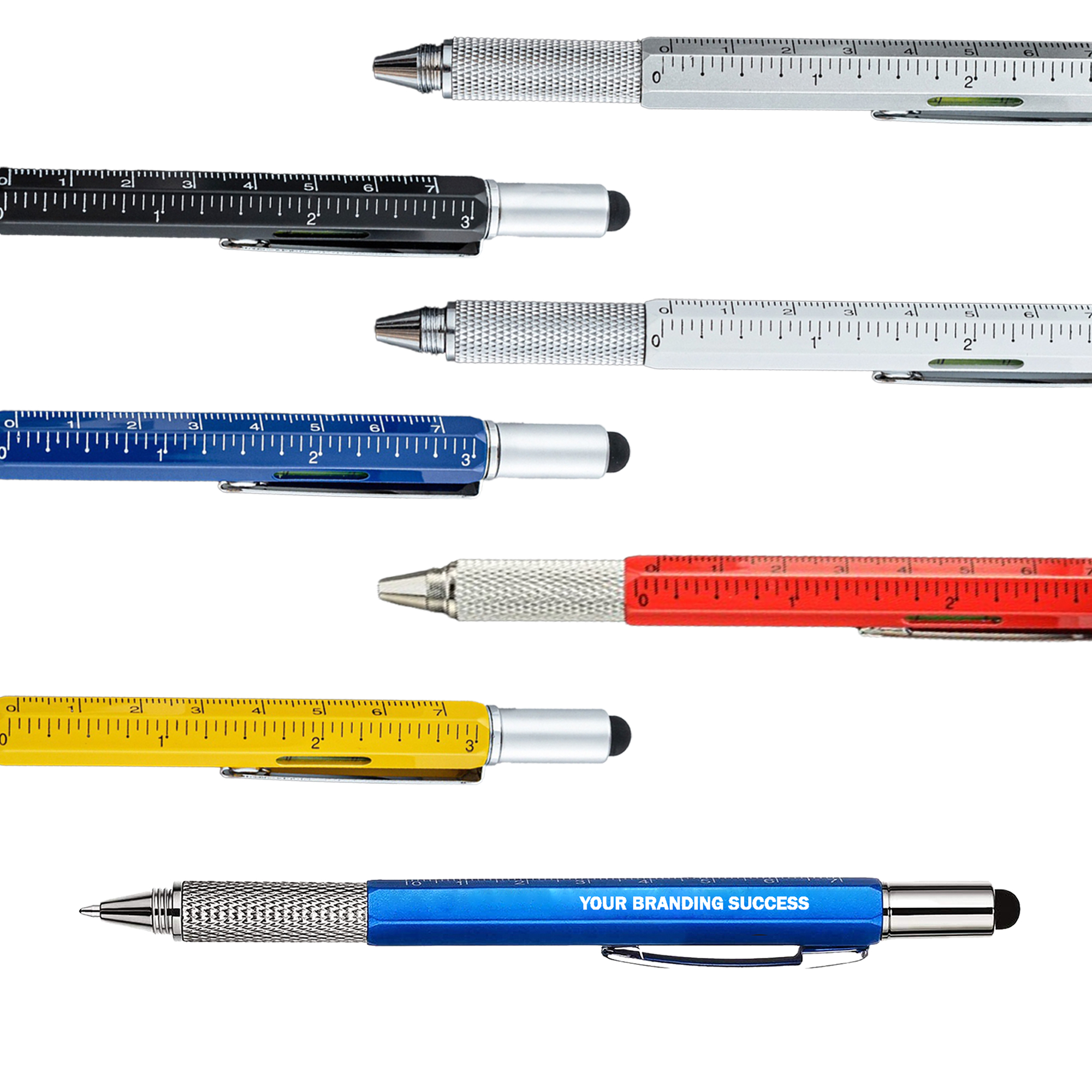 Pen 6-in-1 Multi-Tool Ultimate Ruler Stylus Flat Water-Based 5