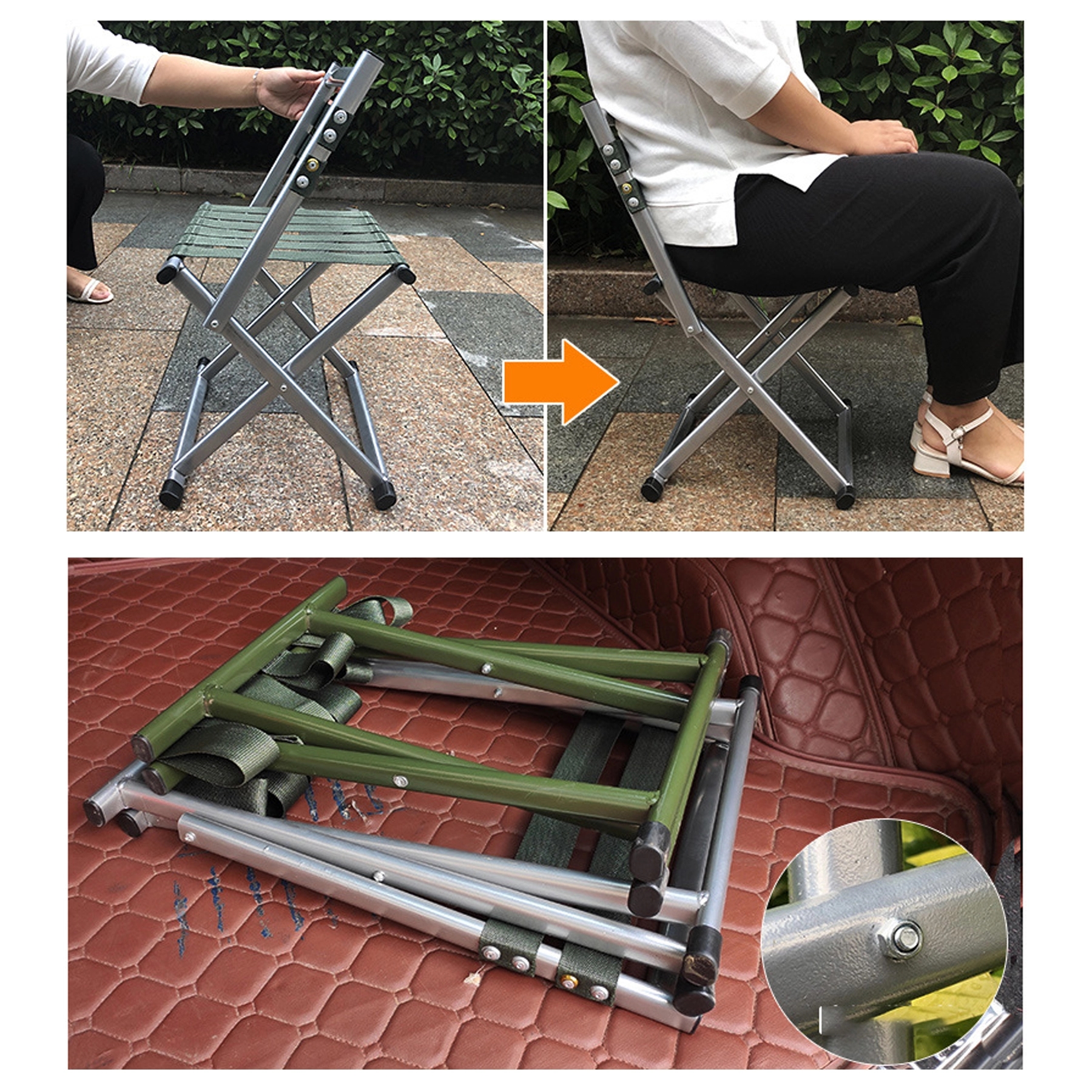 Outdoor Portable Folding Iron Oxford Chair 2