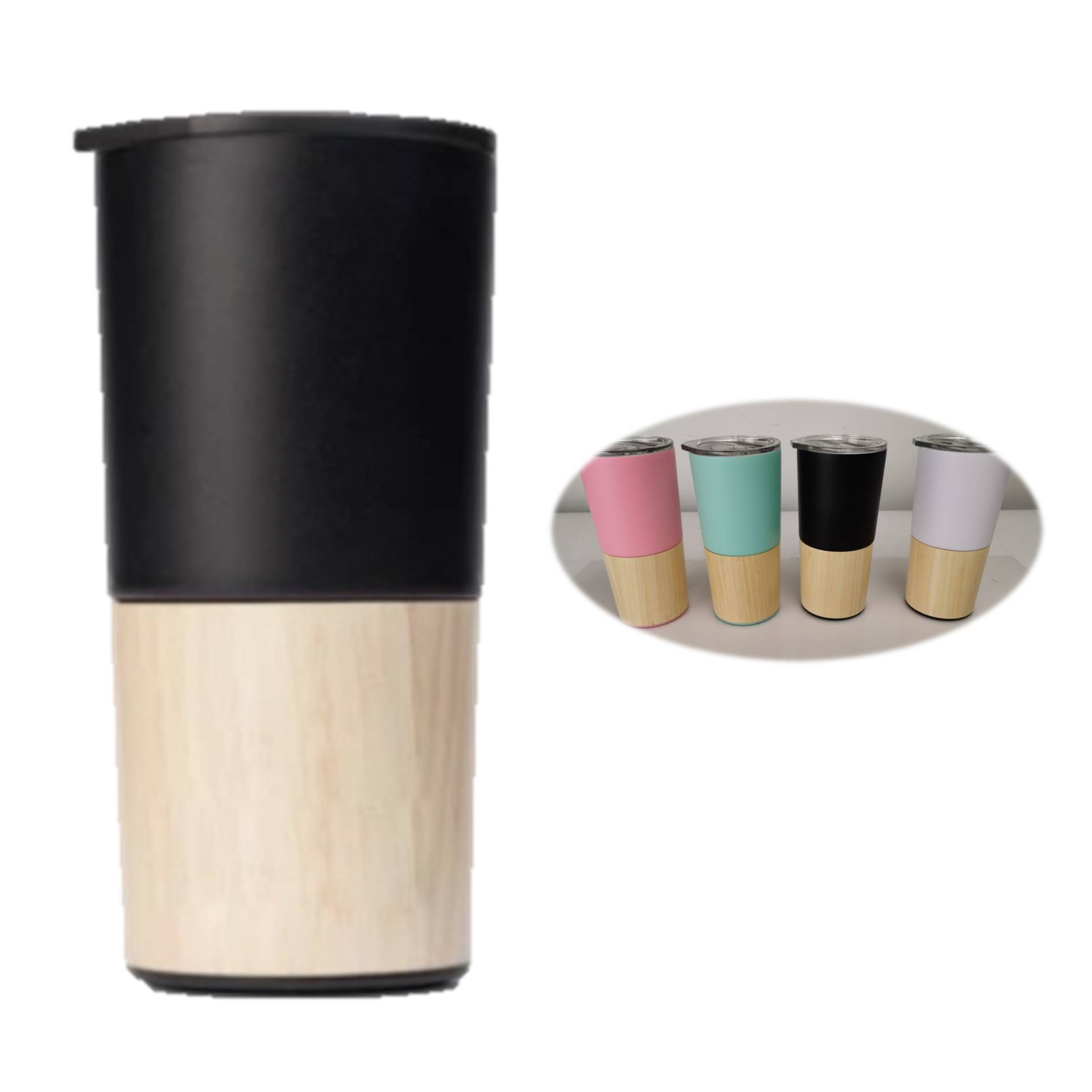 Creative Portable Bamboo Cover 18 Oz. Car Tumbler 2
