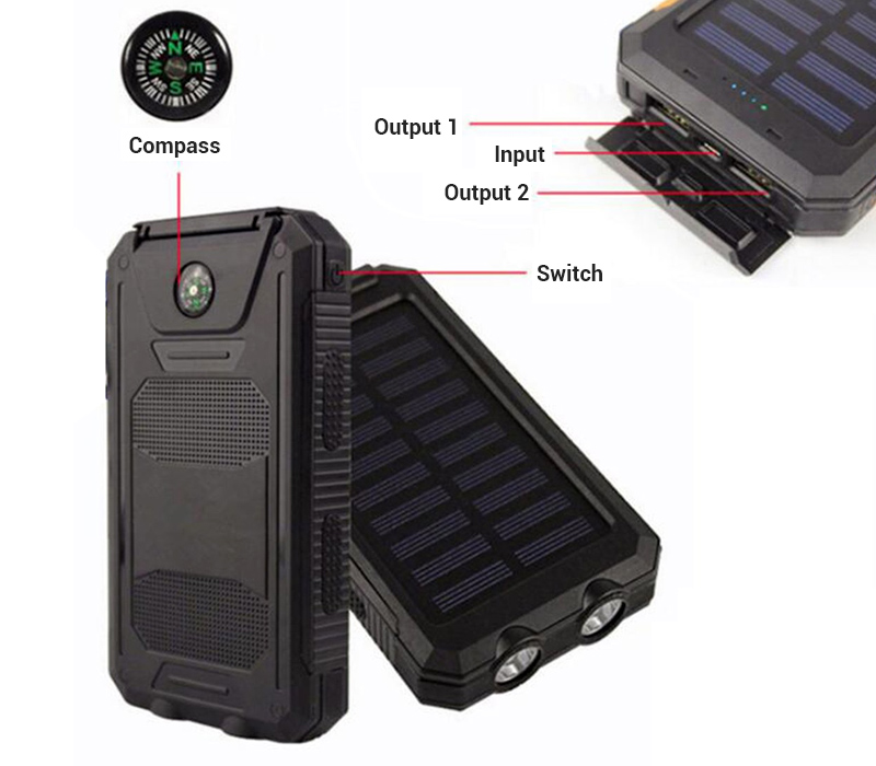 Solar Power Bank with LED-10000 mAh 3