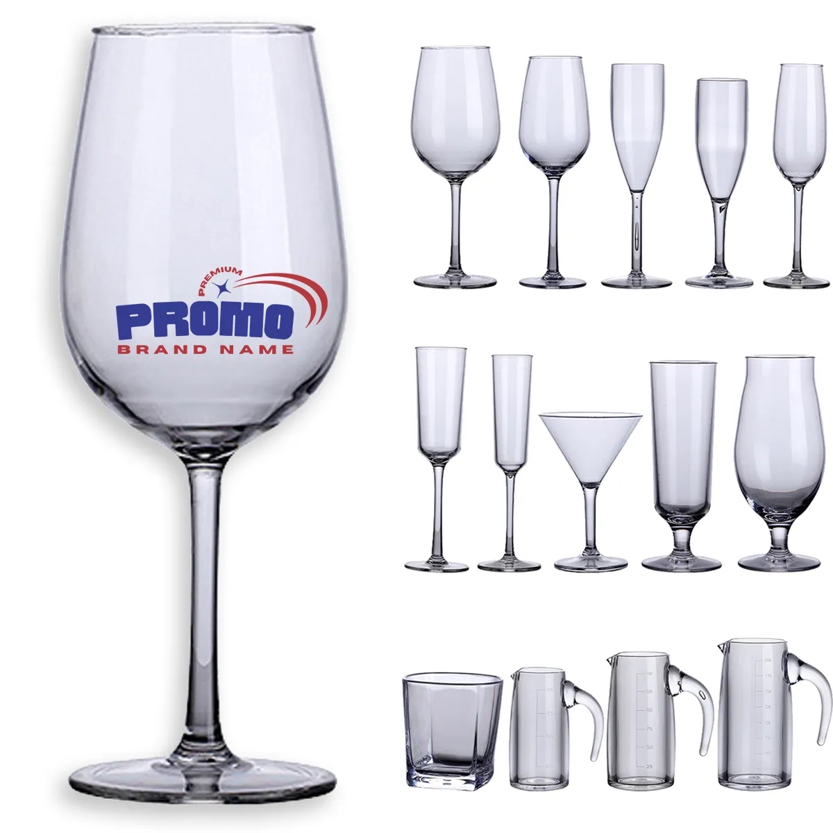Acrylic Unbreakable Cocktail Wine Glasses W/ Long Stemmed 4