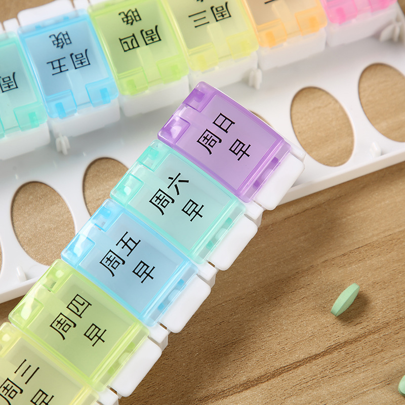 Spring Open Design 14 Compartments Pill Organizer 4