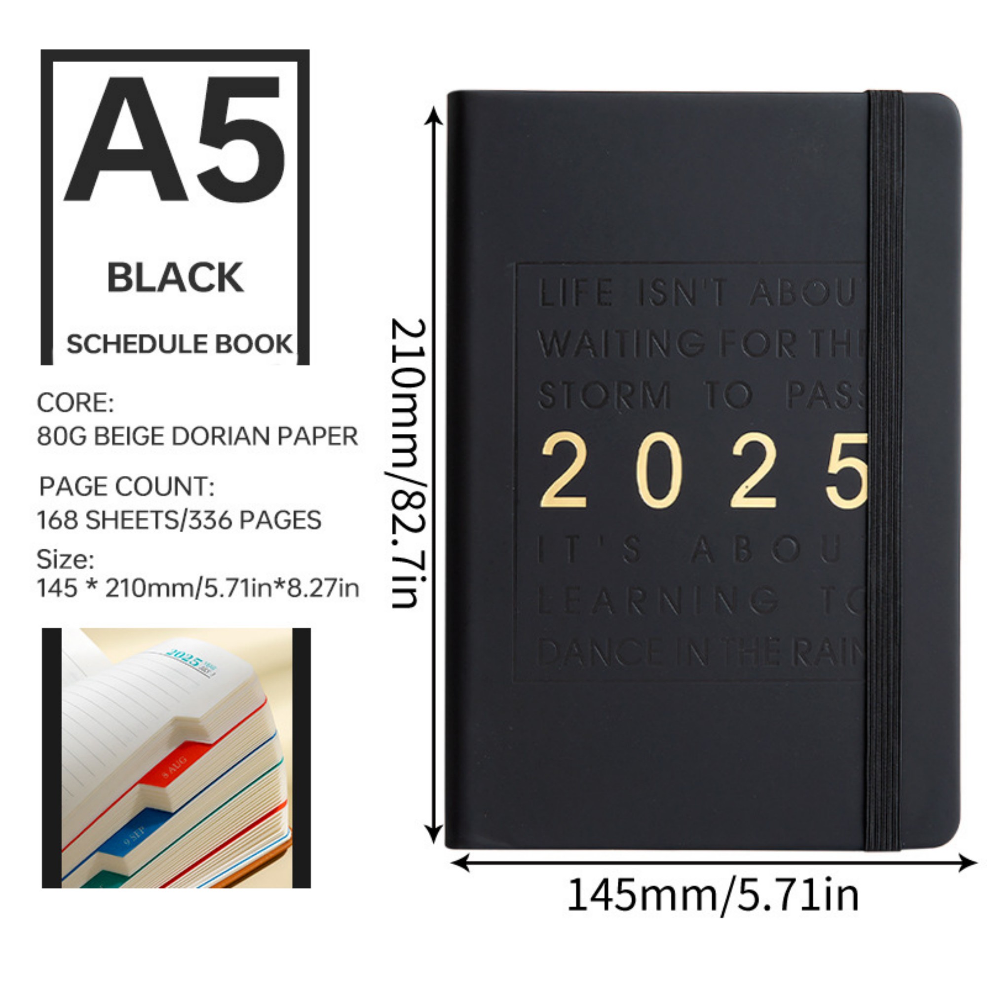 2025 Jan - Dec 5.8" x 8.4" A5 Daily Planner 3