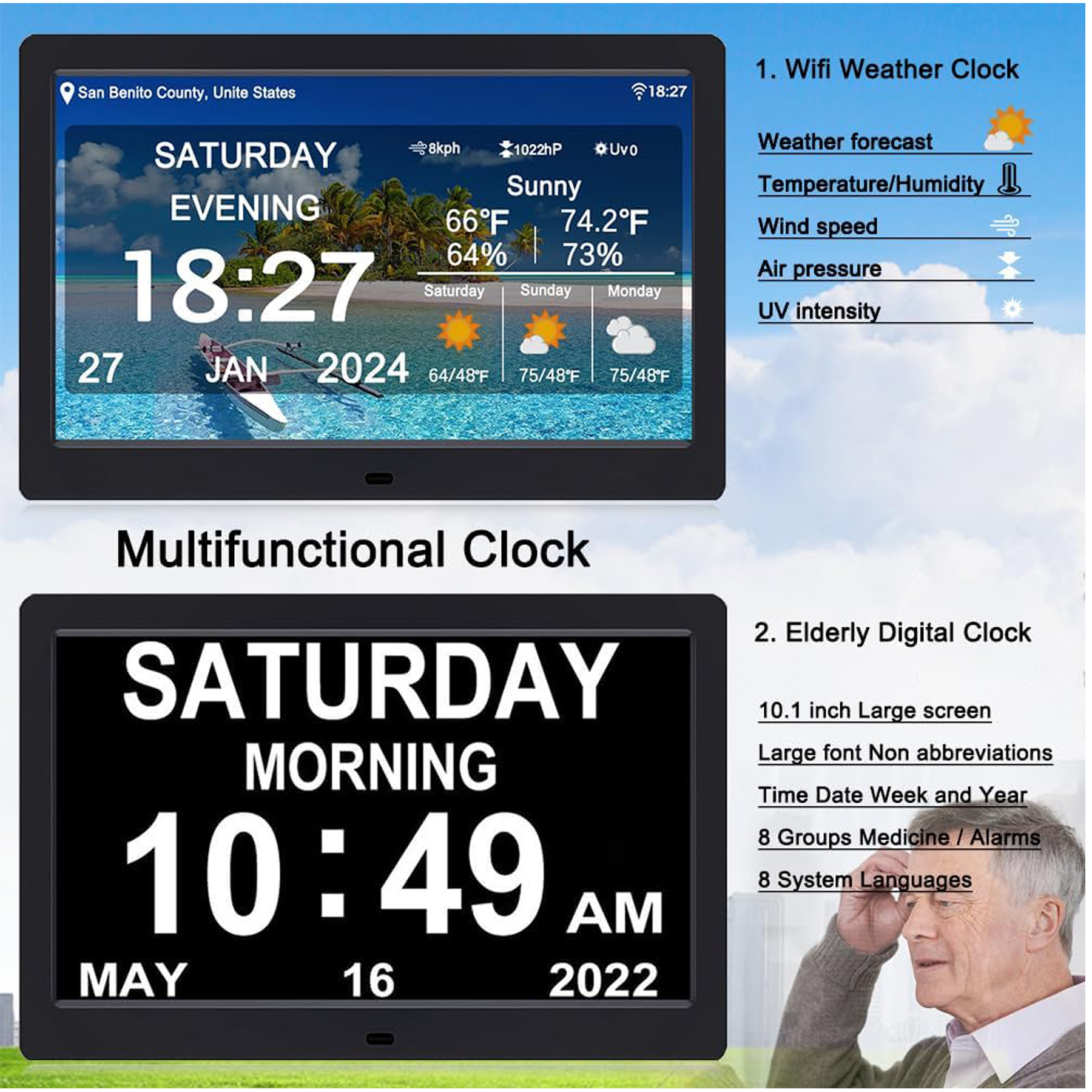 7" Smart WiFi Digital Weather Clock Display 2