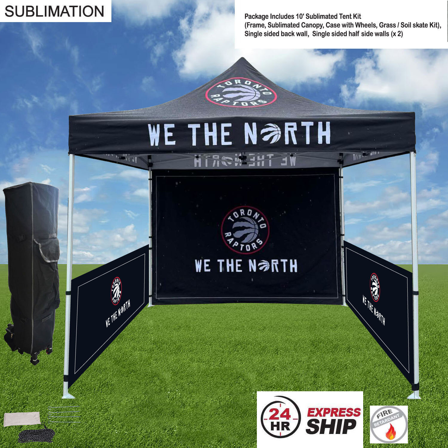 24Hr Express Ship -full Tent Package, 10' Tent, Single sided backwall, 2 Single sided half sidewalls 9