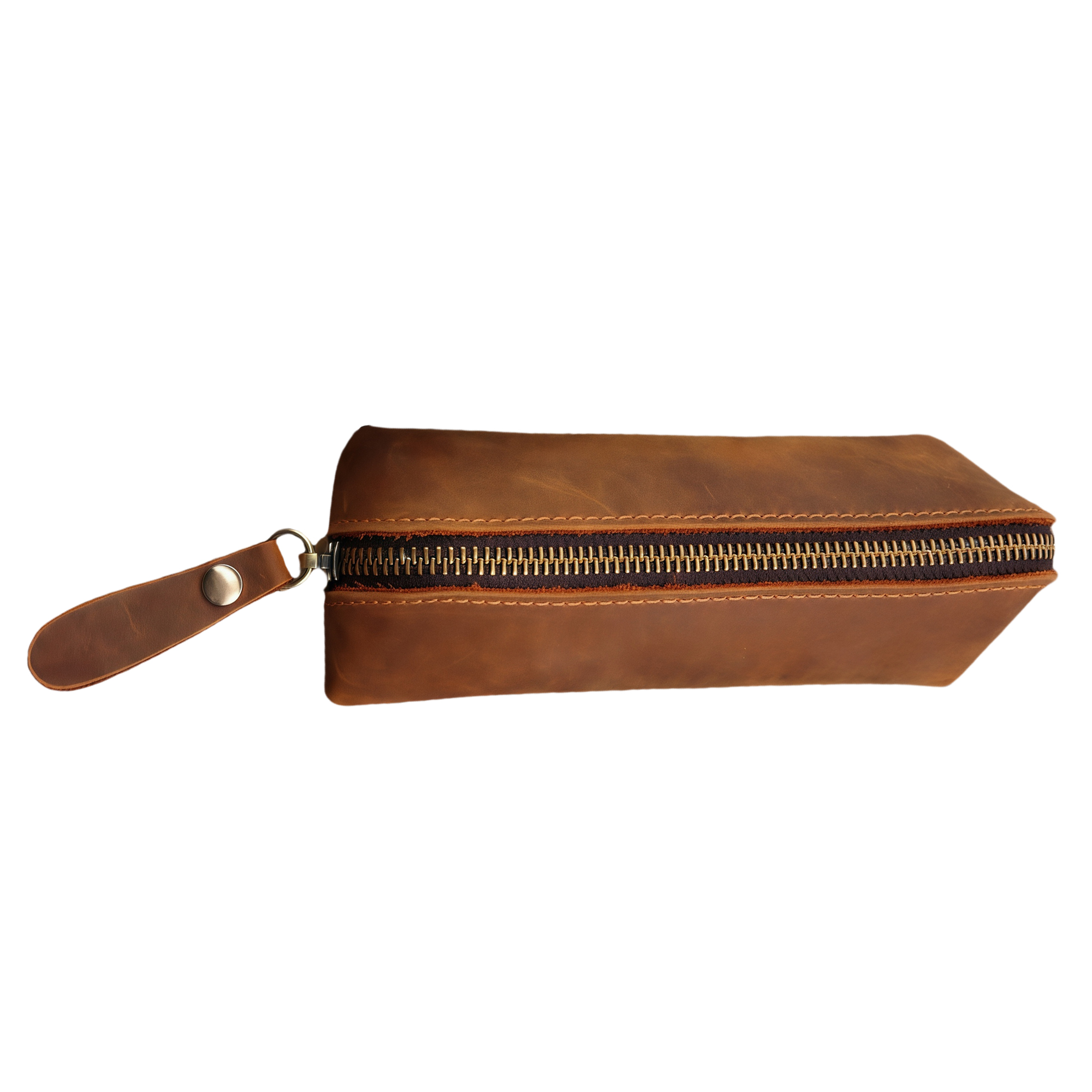 Vintage Leather Pen Pouch Student Writing Tools Organizer Square Stationery Box Compact Durable 4