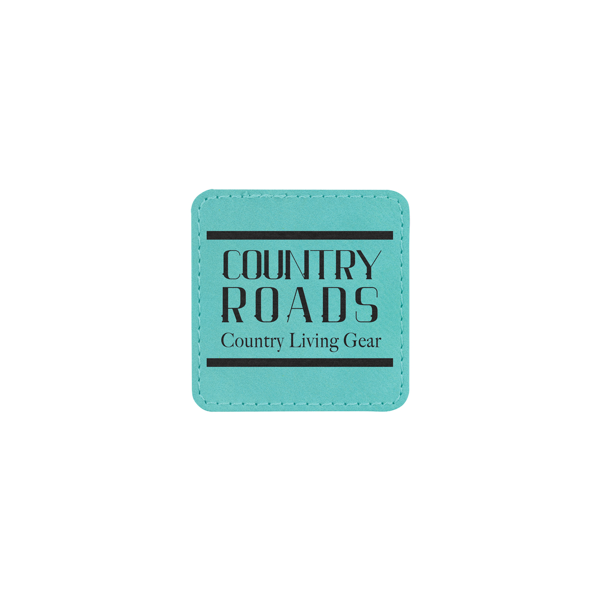 2" Teal Leatherette Square Patch with Adhesive